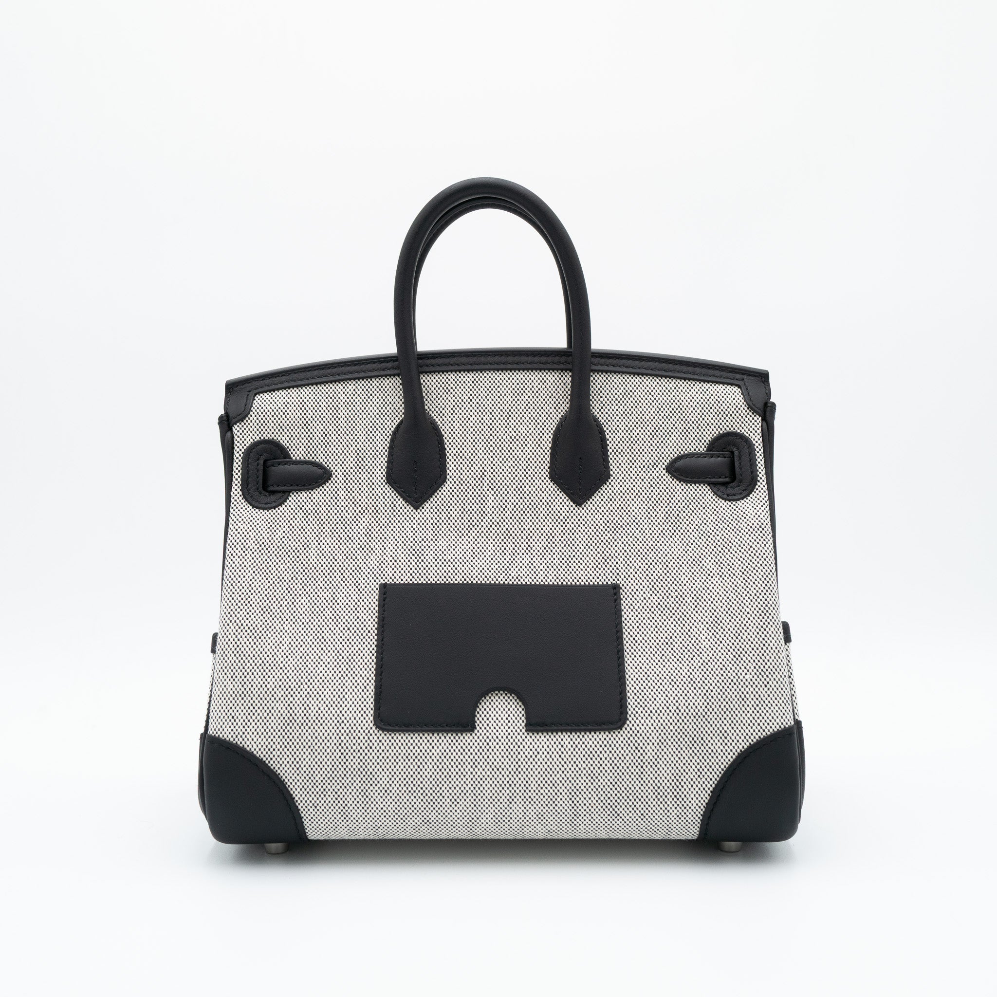 Hermès Birkin 25 Black PHW 'Panda' Swift / Toile Groenland