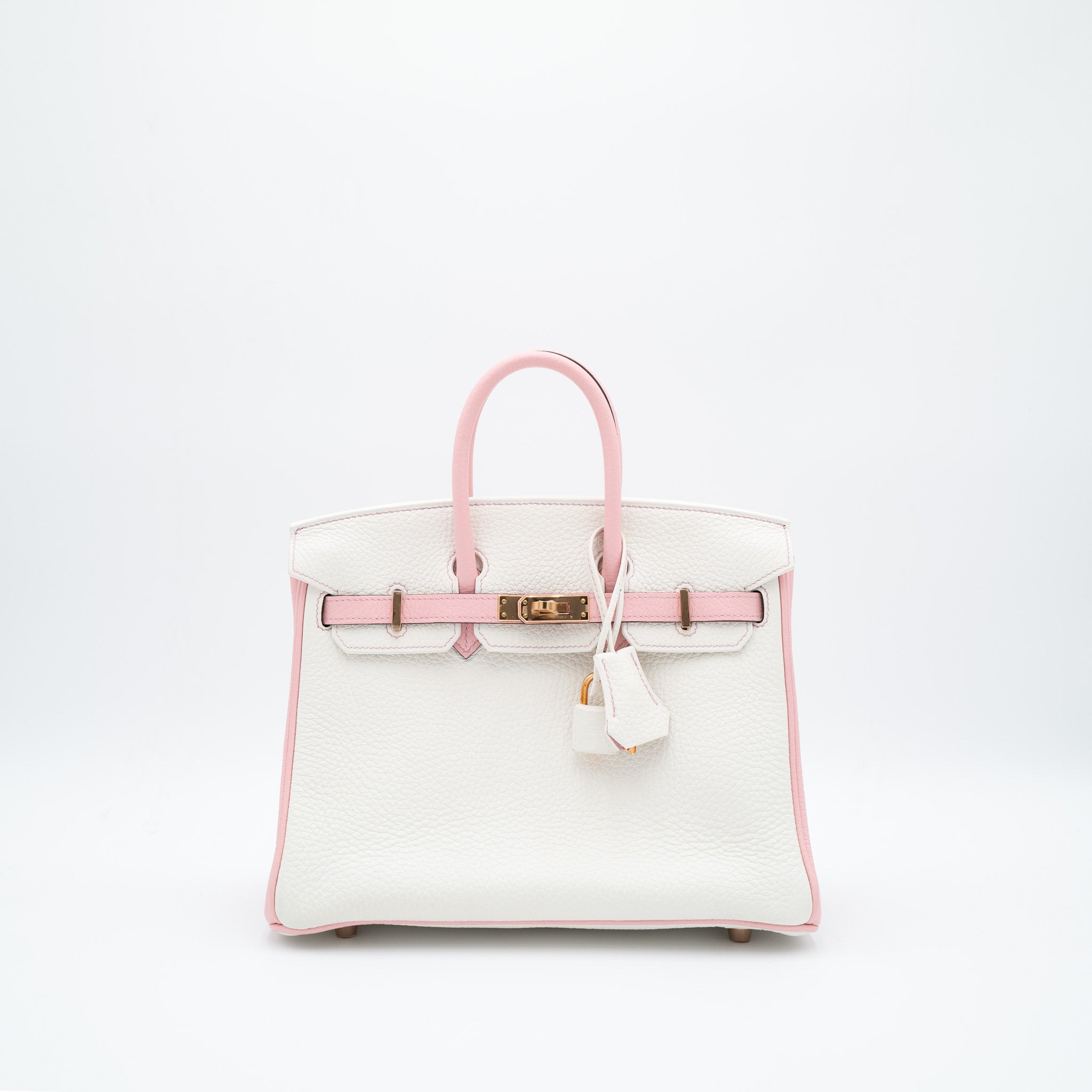 Hermès Birkin 25 Retourne HSS in White and Rose Sakura with Rose Gold