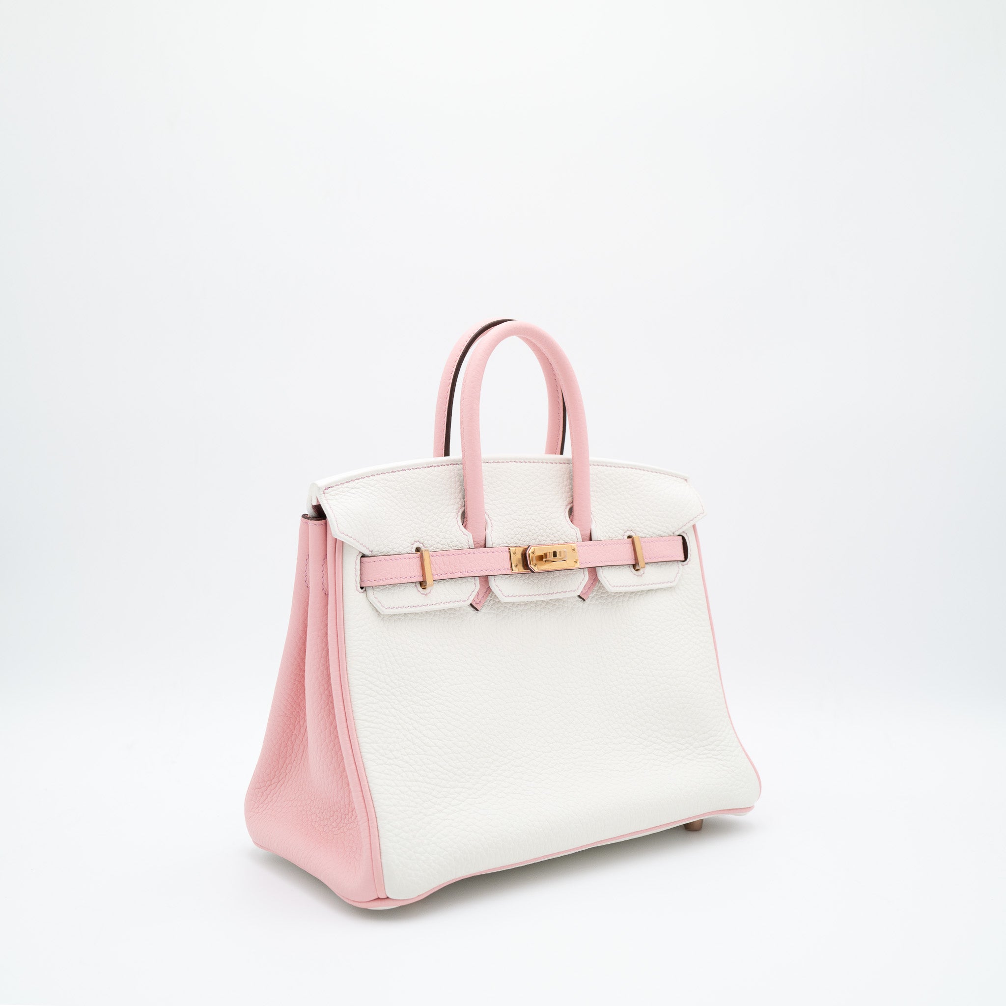 Hermès Birkin 25 Retourne HSS in White and Rose Sakura with Rose Gold Hardware