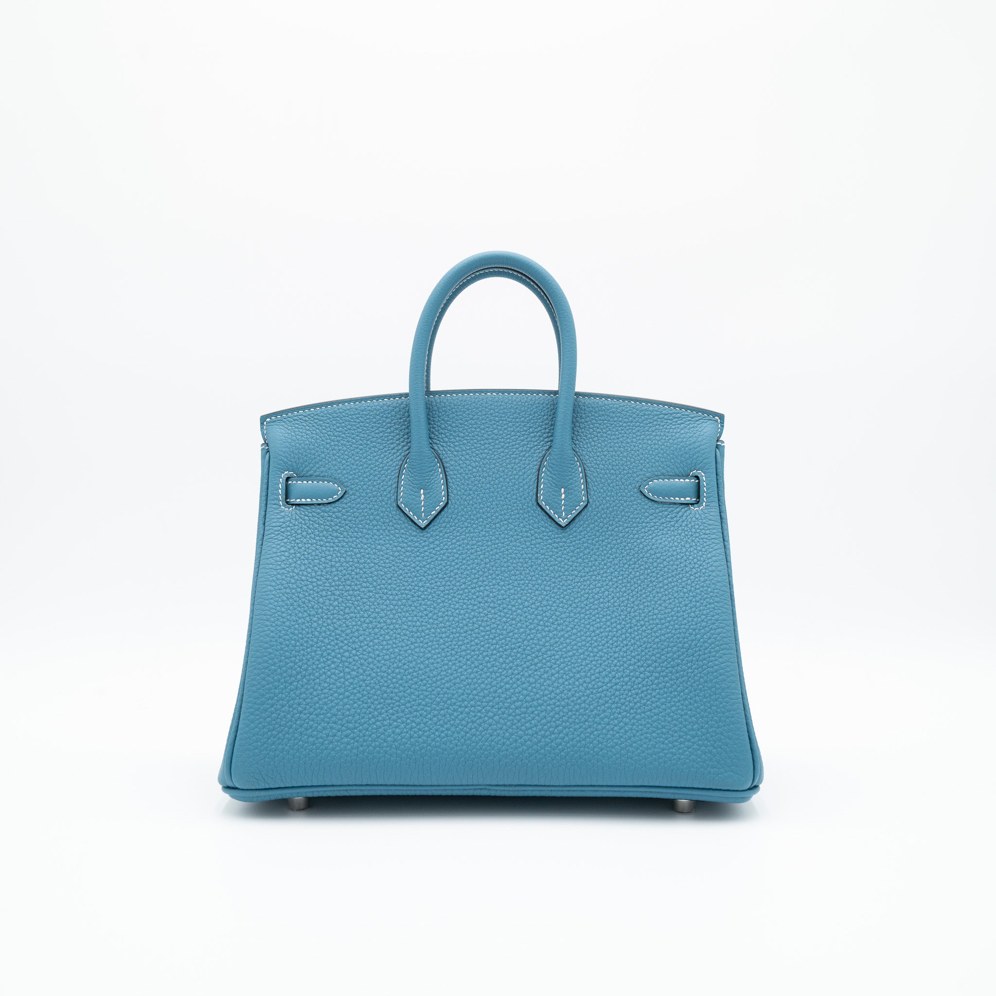 Authentic Hermès Birkin 25 Retourne Bleu Jean Togo Palladium Hardware