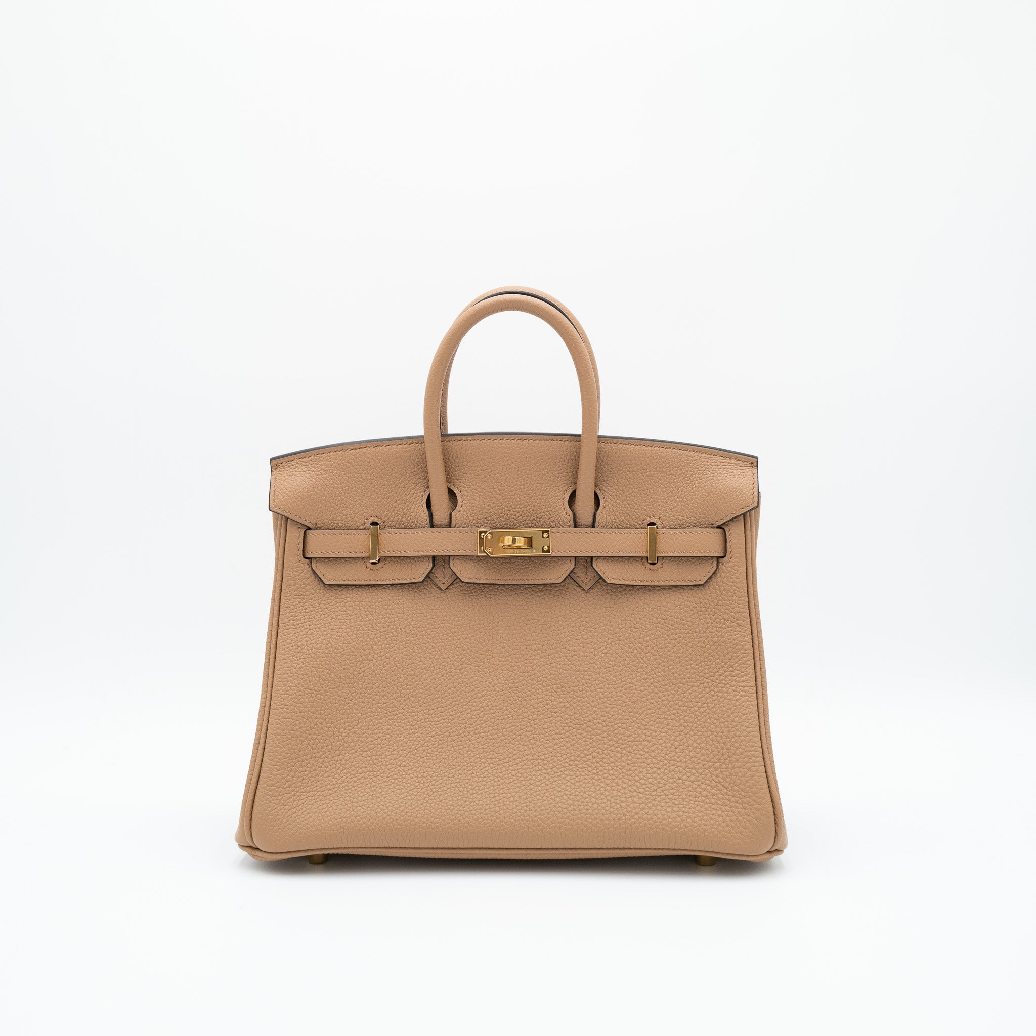 Authentic Hermès Birkin 25 Retourne Togo Chai Gold Hardware
