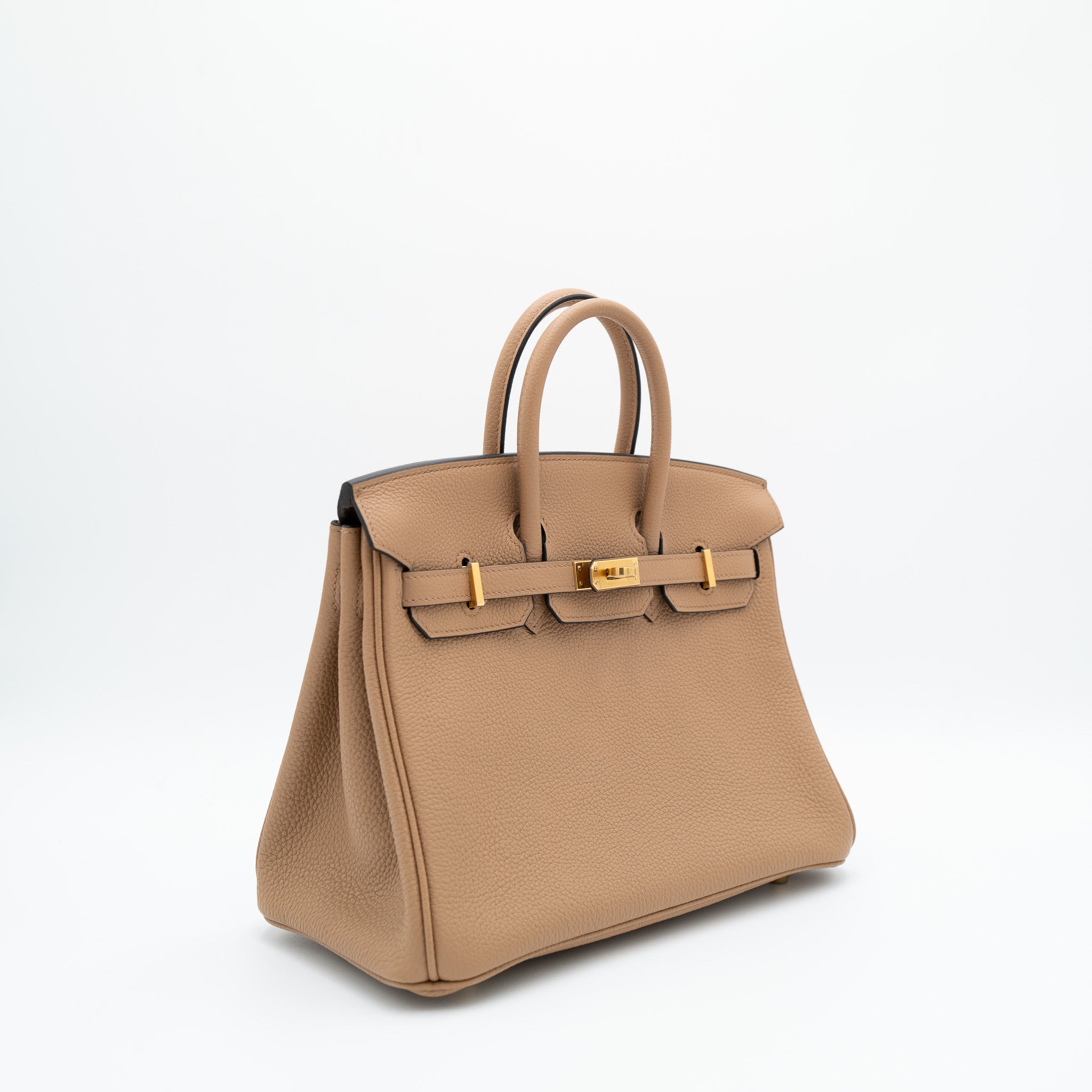 Authentic Hermès Birkin 25 Retourne Togo Chai Gold Hardware