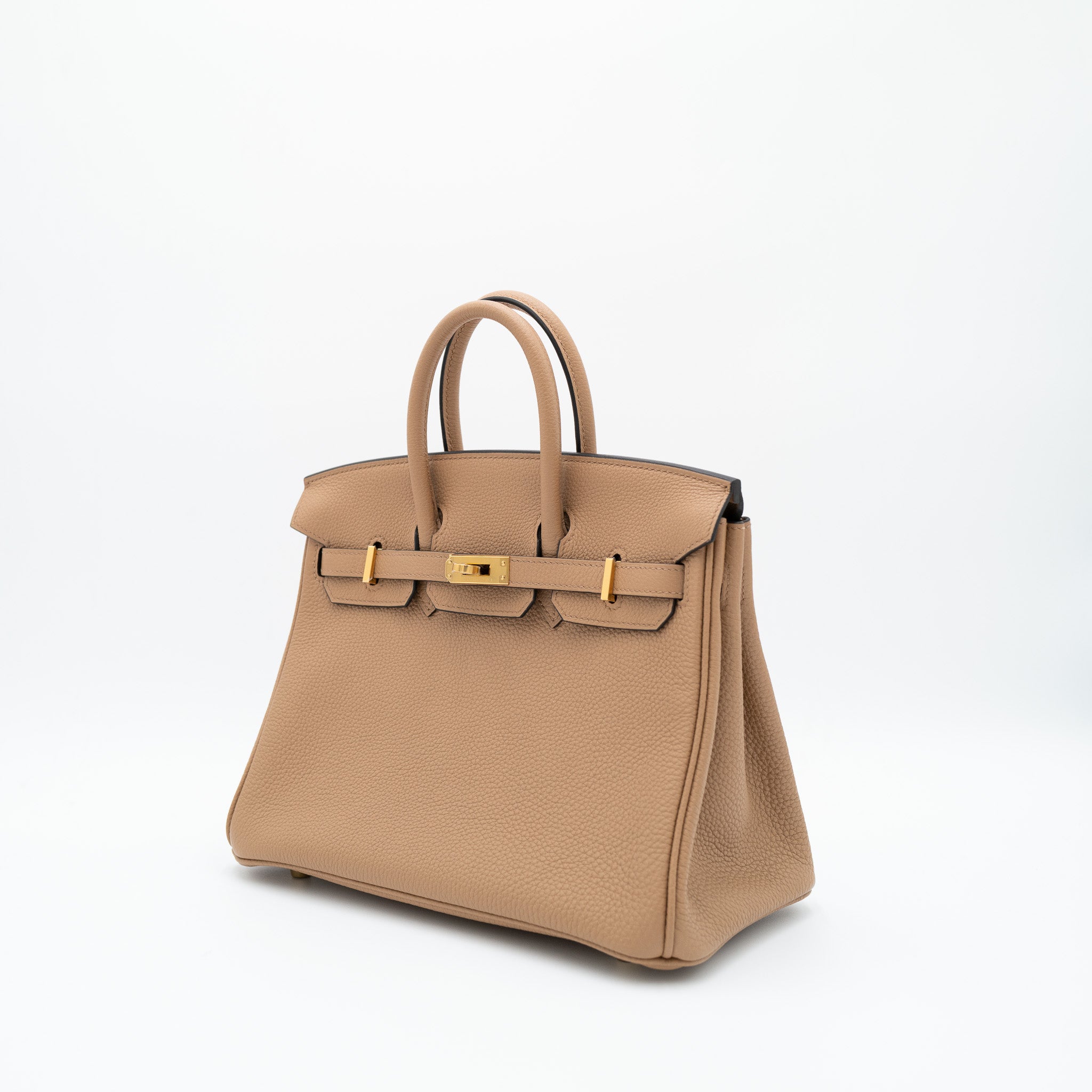 Authentic Hermès Birkin 25 Retourne Togo Chai Gold Hardware