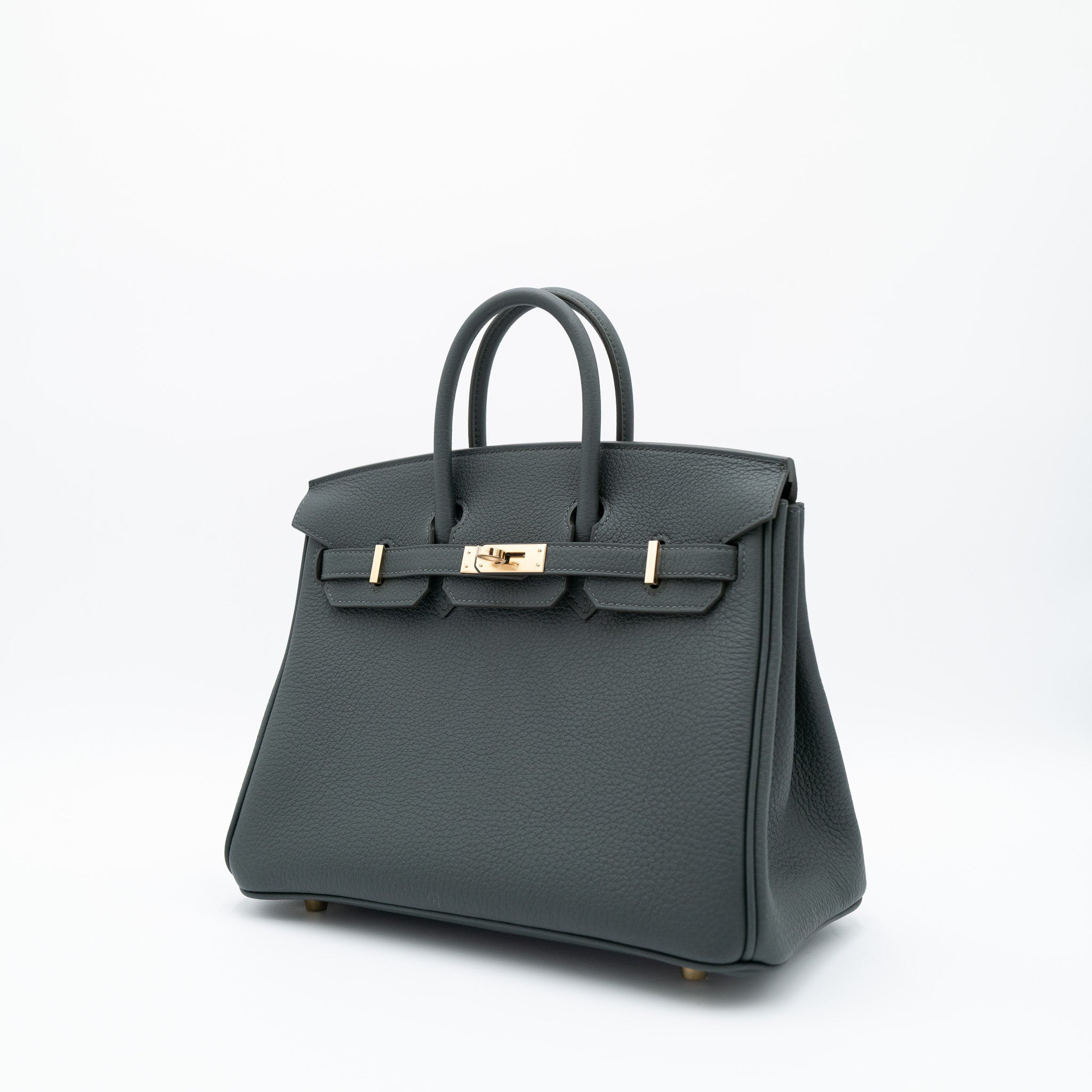 Authentic Hermès Birkin 25 Retourne Vert Mangrove Togo Palladium Hardware