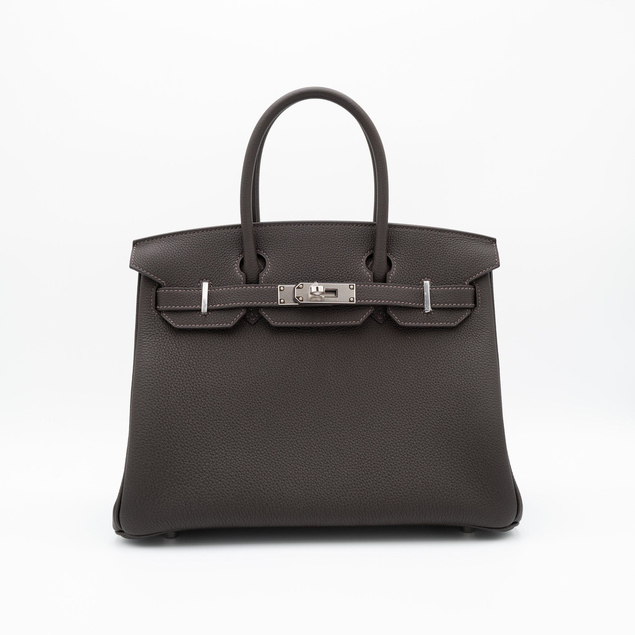 Authentic Hermès Birkin 30 Retourne Bai-Brun PHW Togo