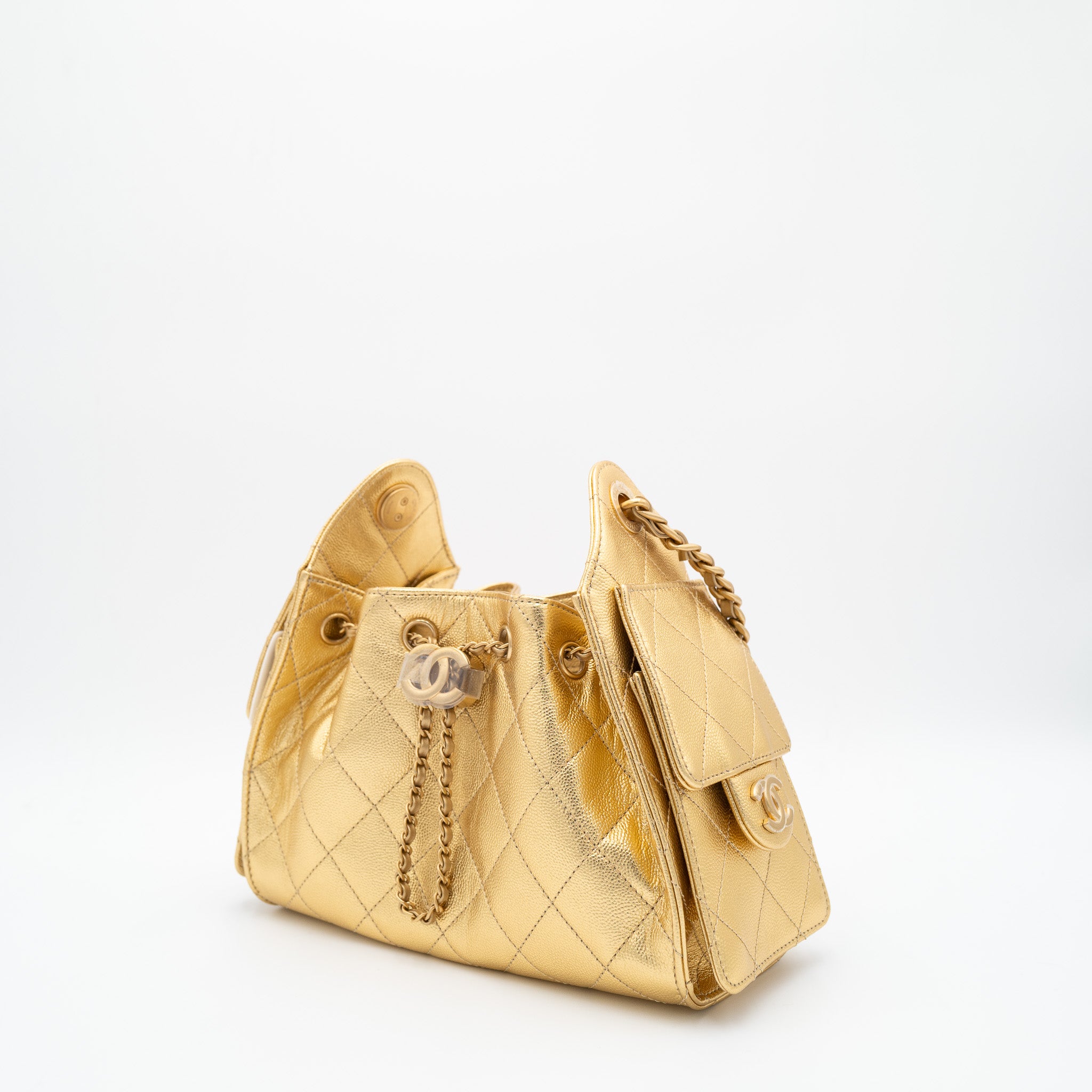 Chanel Classic Flap Mini Rectangular in Gold Lambskin