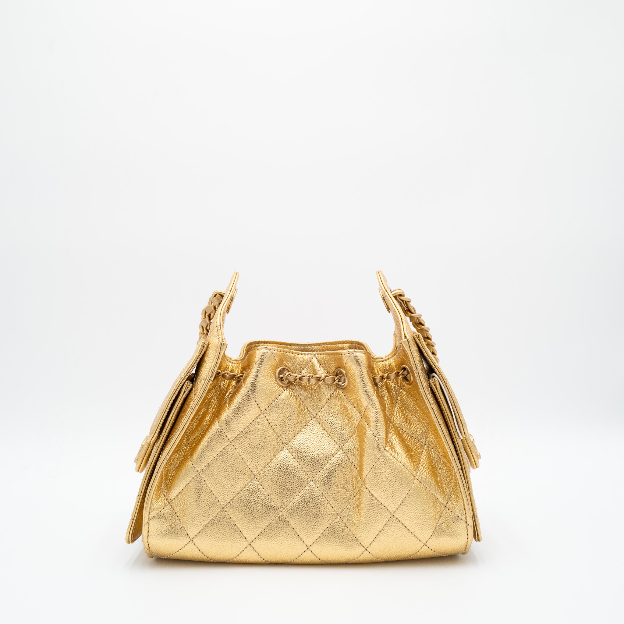 Chanel Classic Flap Mini Rectangular in Gold Lambskin