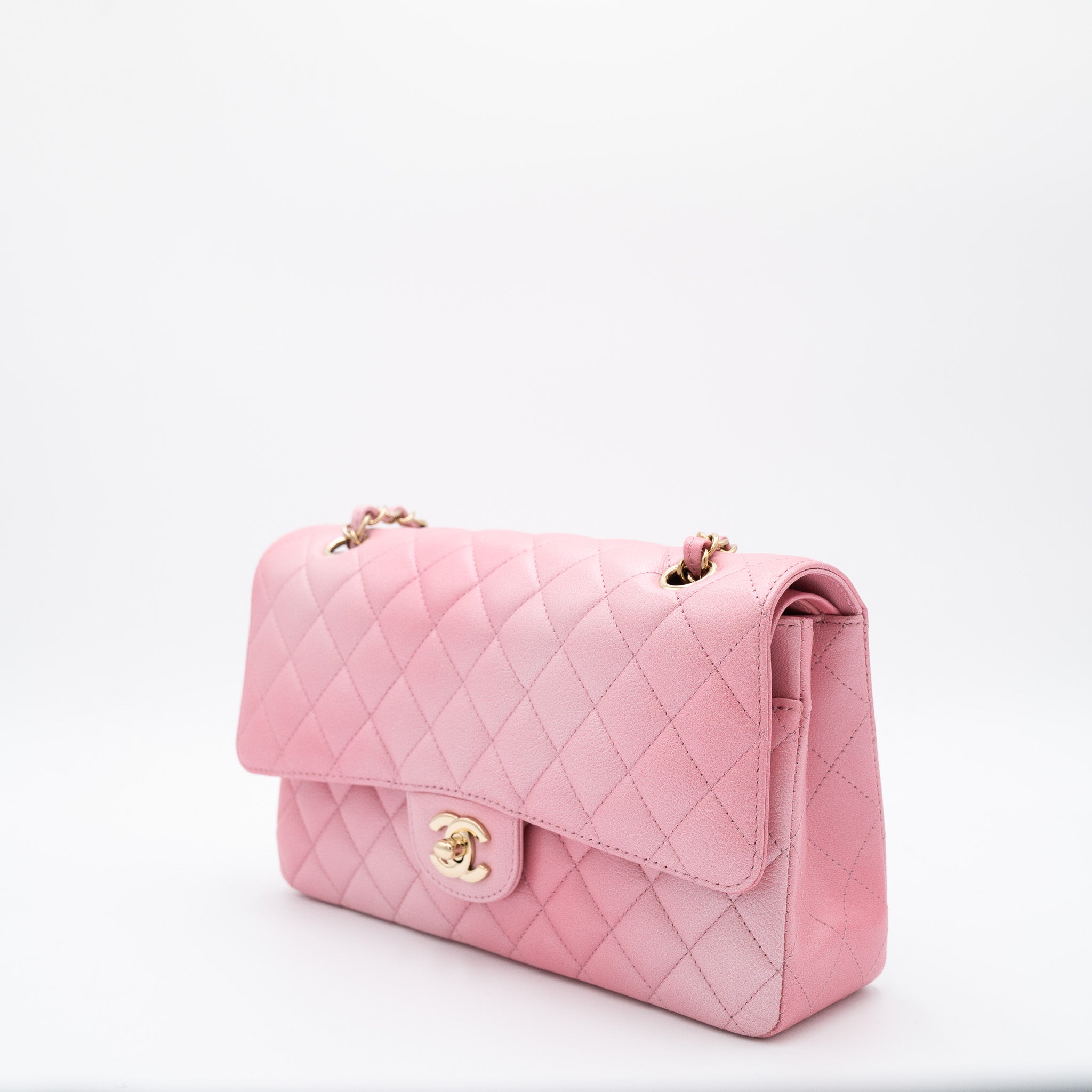Chanel Classic Double Flap Small in Gradation Light Pink Goatskin with Gold Hardware