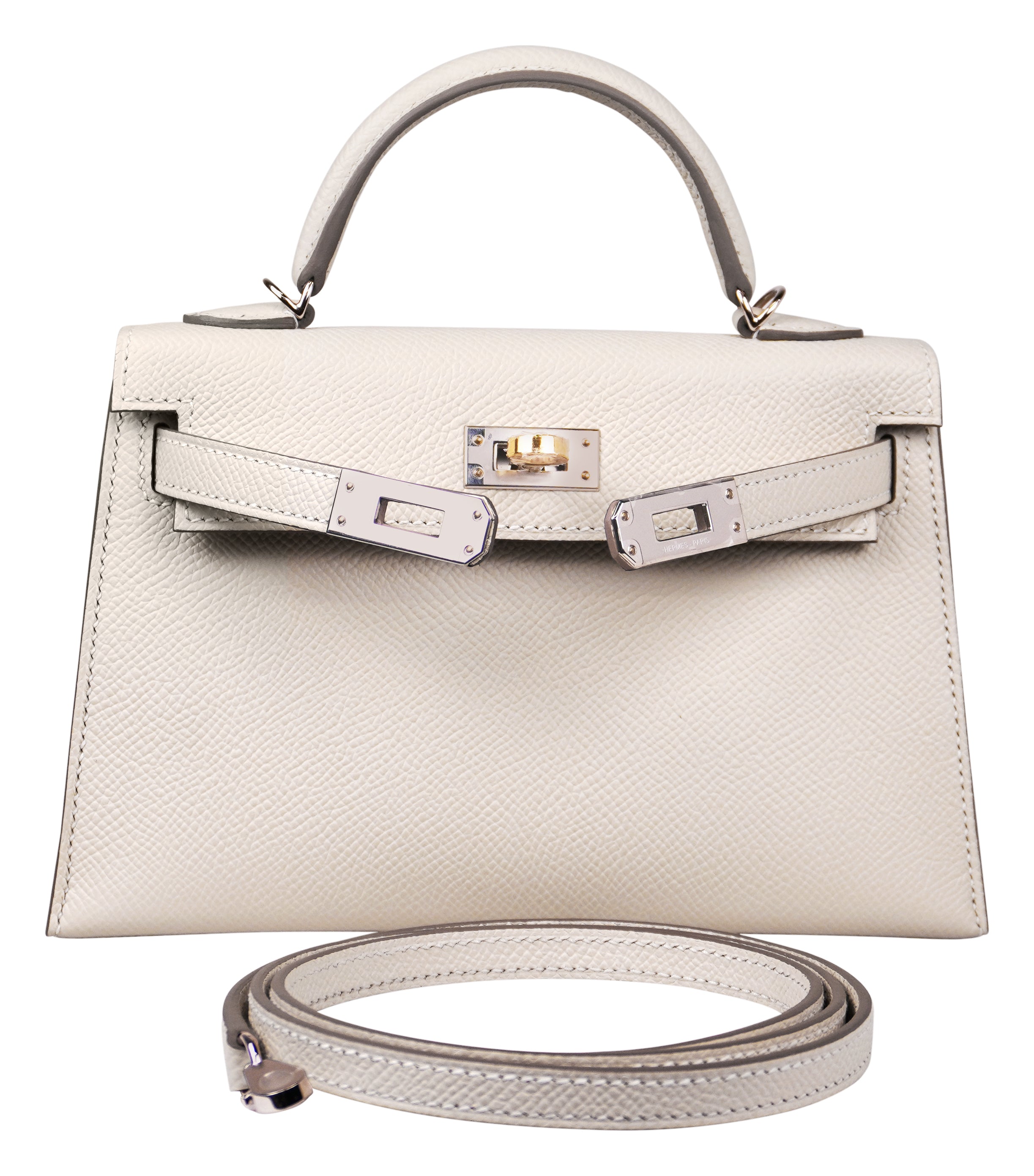 Hermès Mini Kelly II 20 Craie Epsom Electrum Hardware