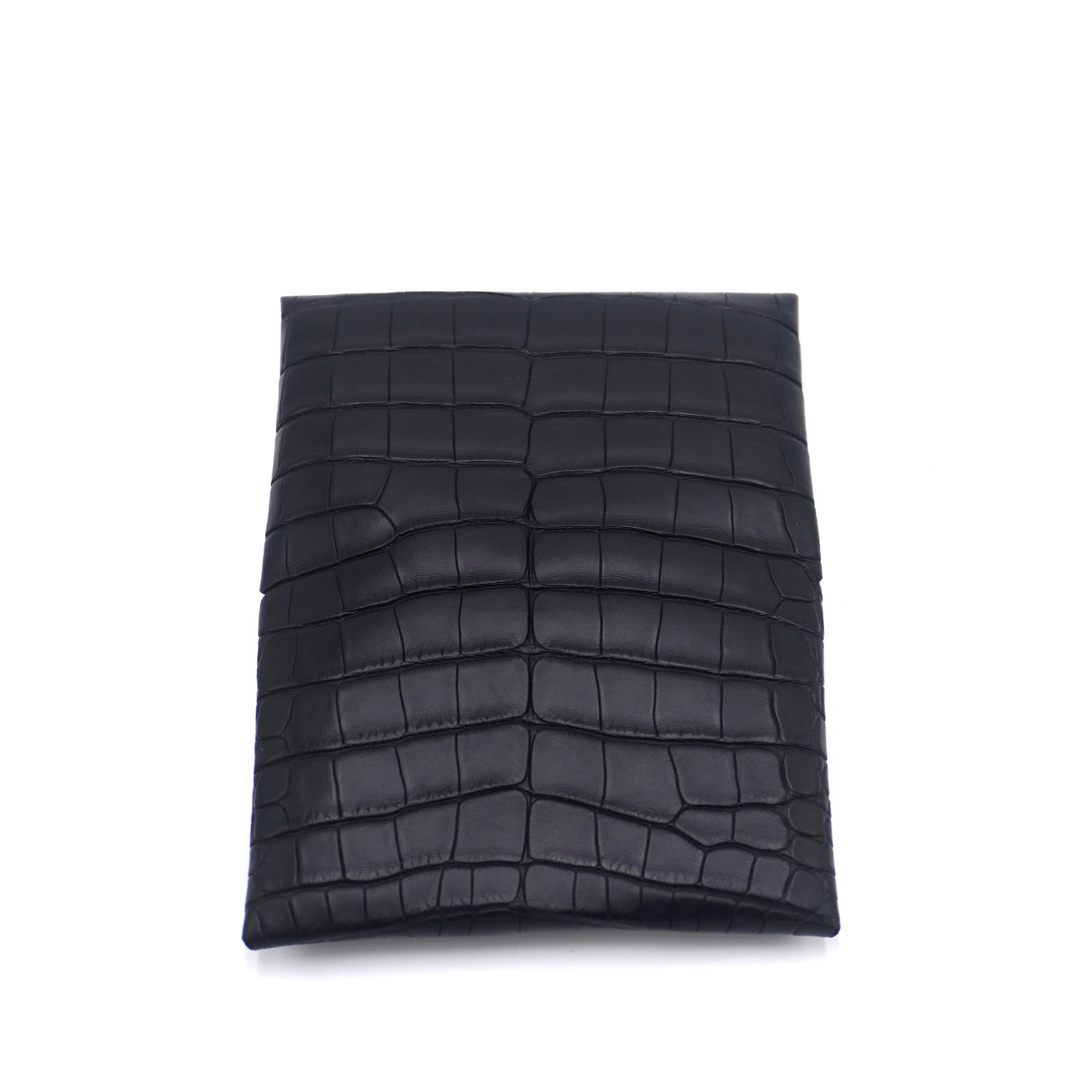 Hermès Calvi Card Case Black Matte Alligator