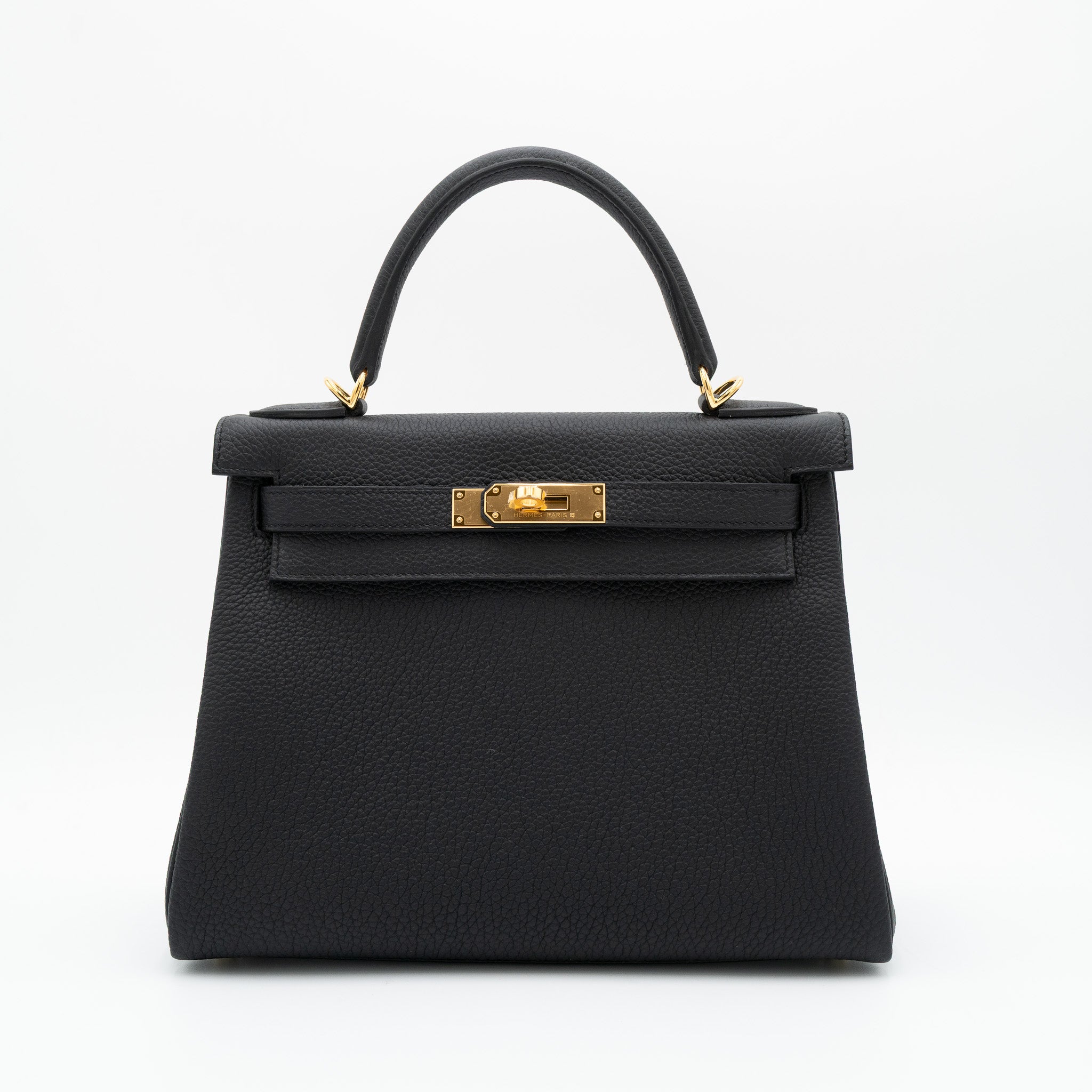 Hermès Kelly 28 Retourne in Noir Togo with Gold Hardware