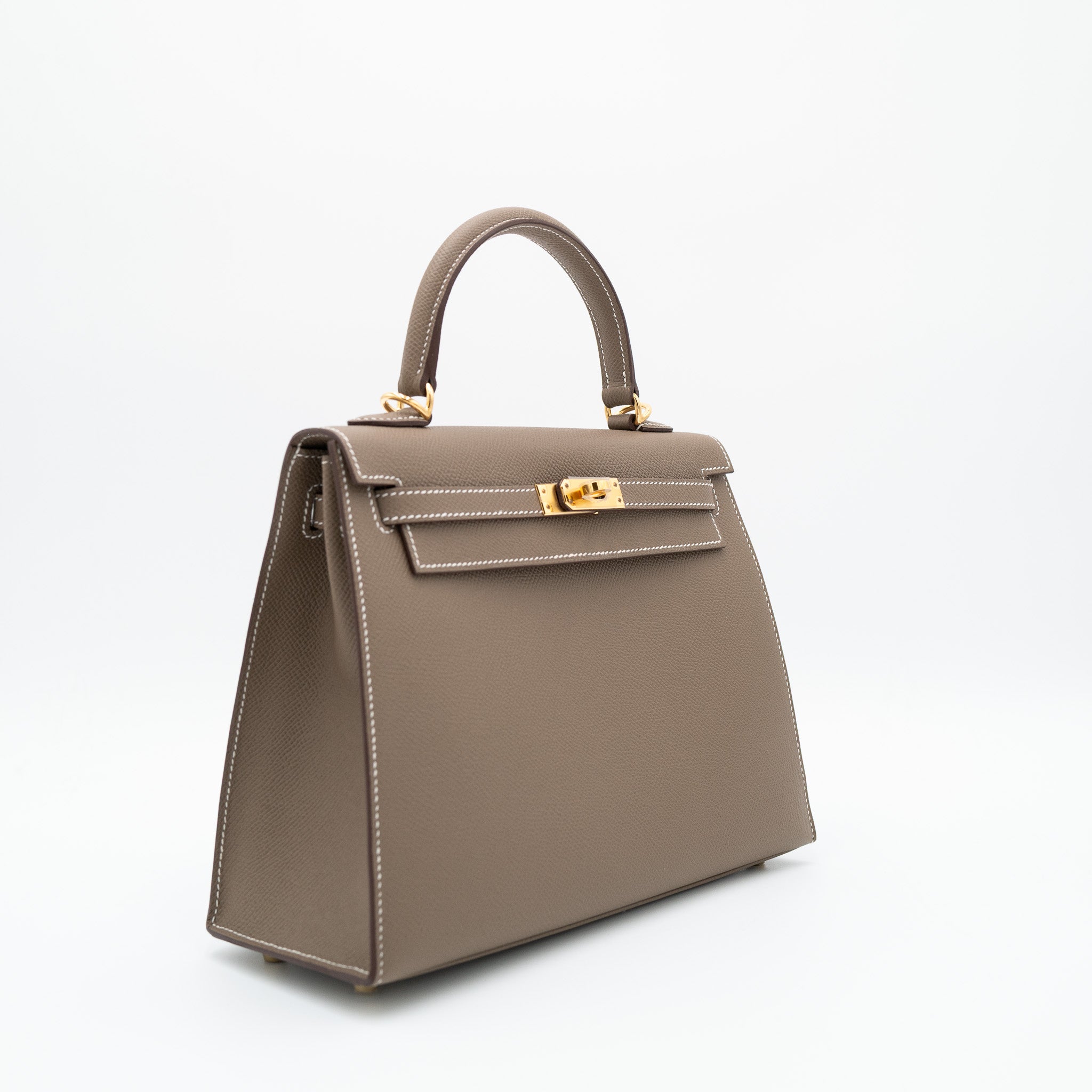 Hermès Kelly Sellier 25 Etoupe Epsom Gold Hardware