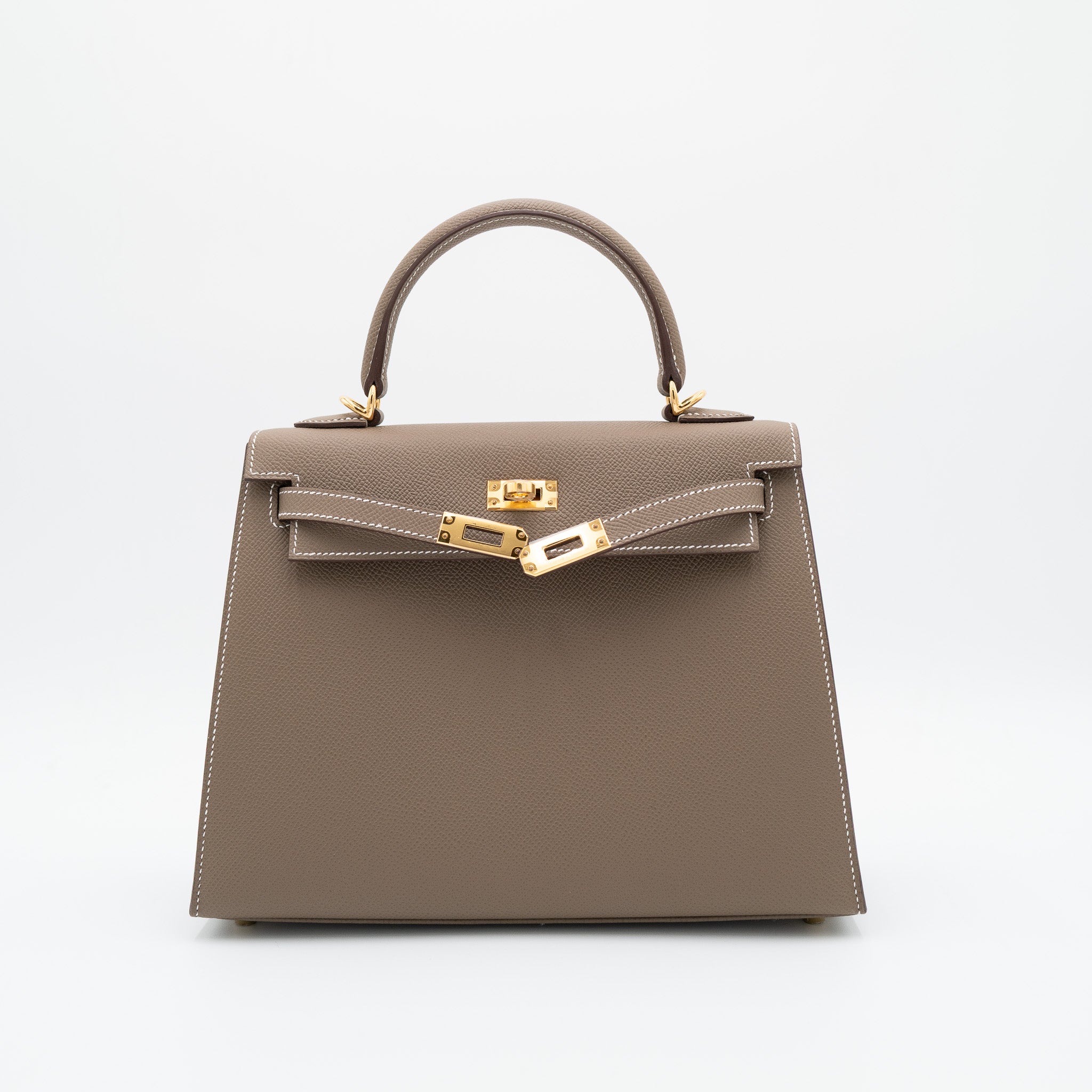 Hermès Kelly Sellier 25 Etoupe Epsom Gold Hardware
