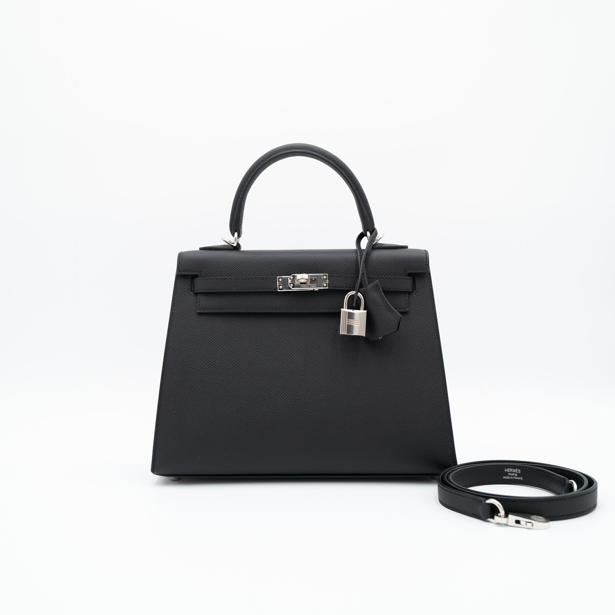 Hermès Kelly 25 Sellier in Noir Epsom with Palladium Hardware