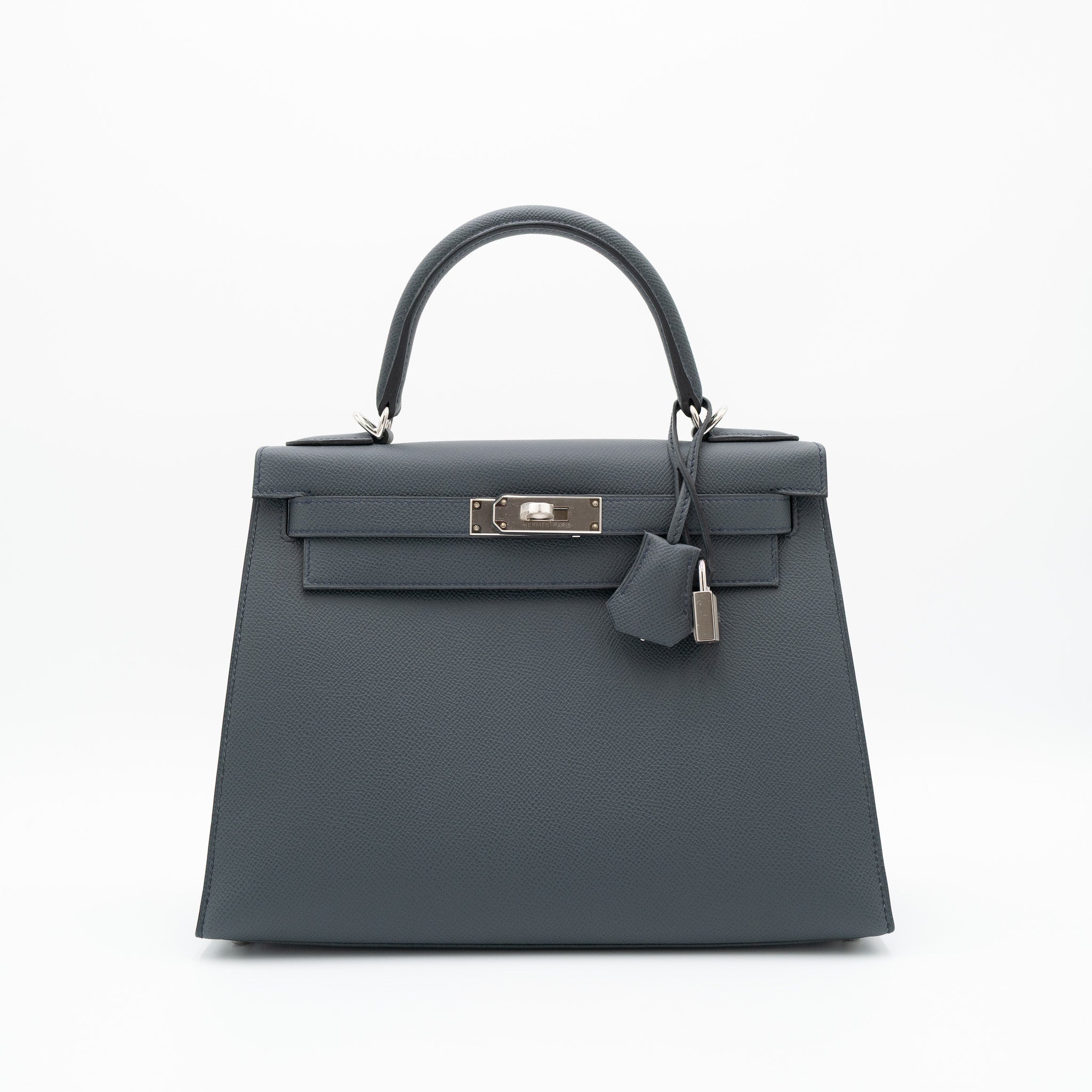 Authentic Hermès Kelly 28 Sellier Gris Misty Epsom Palladium Hardware