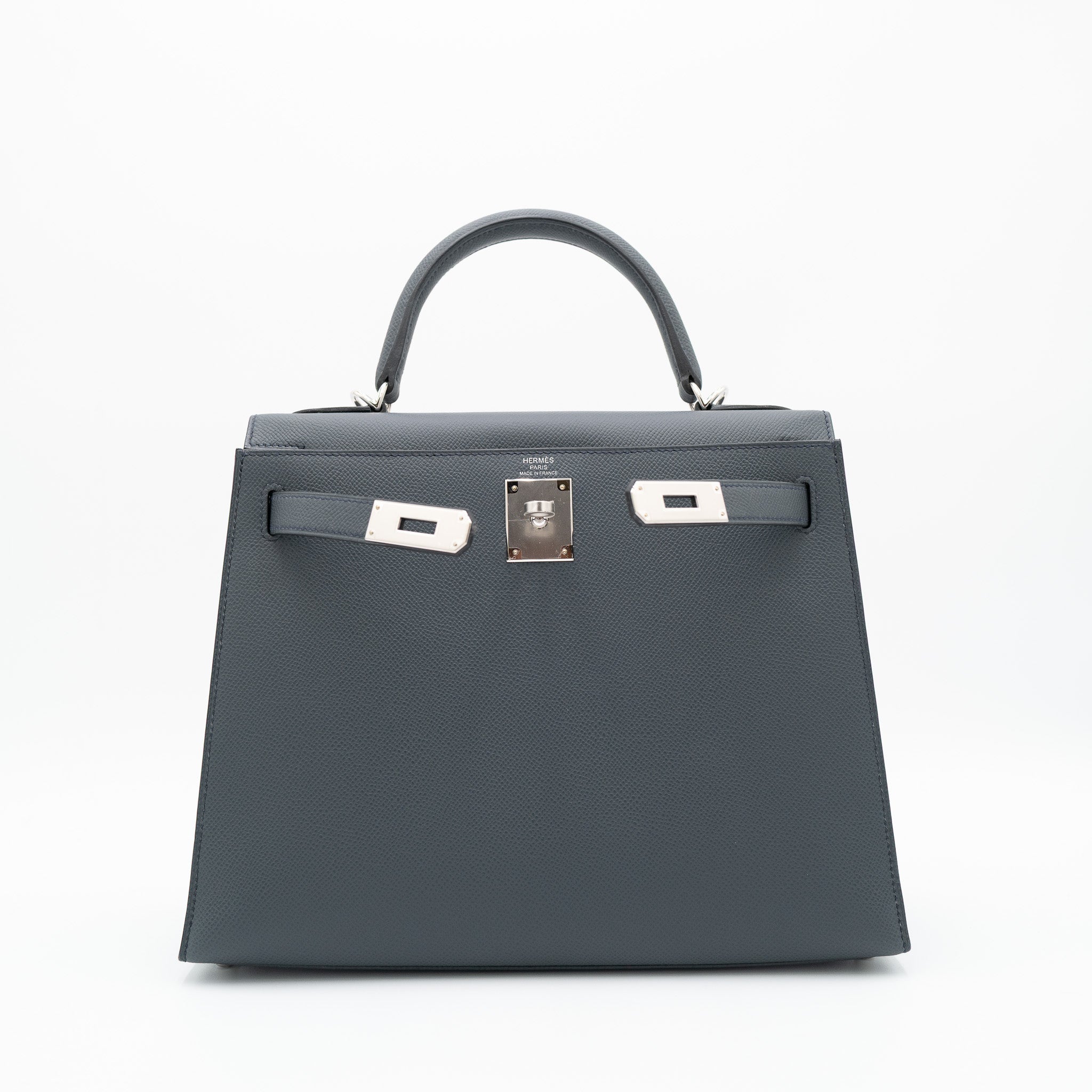 Authentic Hermès Kelly 28 Sellier Gris Misty Epsom Palladium Hardware