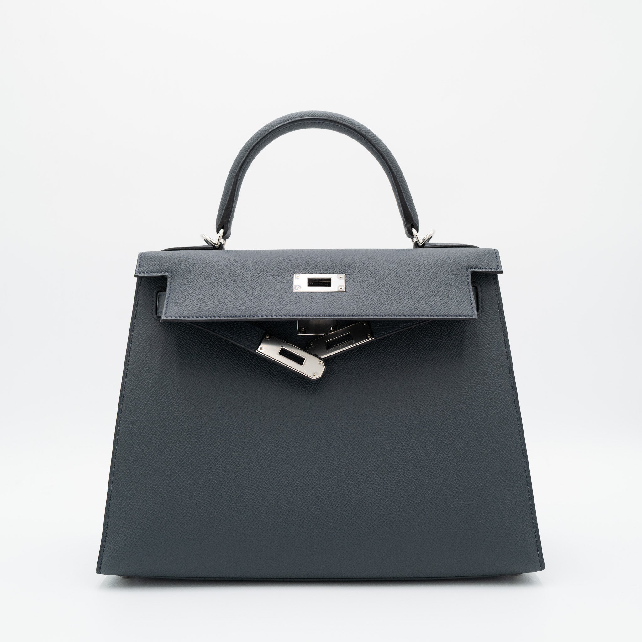 Authentic Hermès Kelly 28 Sellier Gris Misty Epsom Palladium Hardware