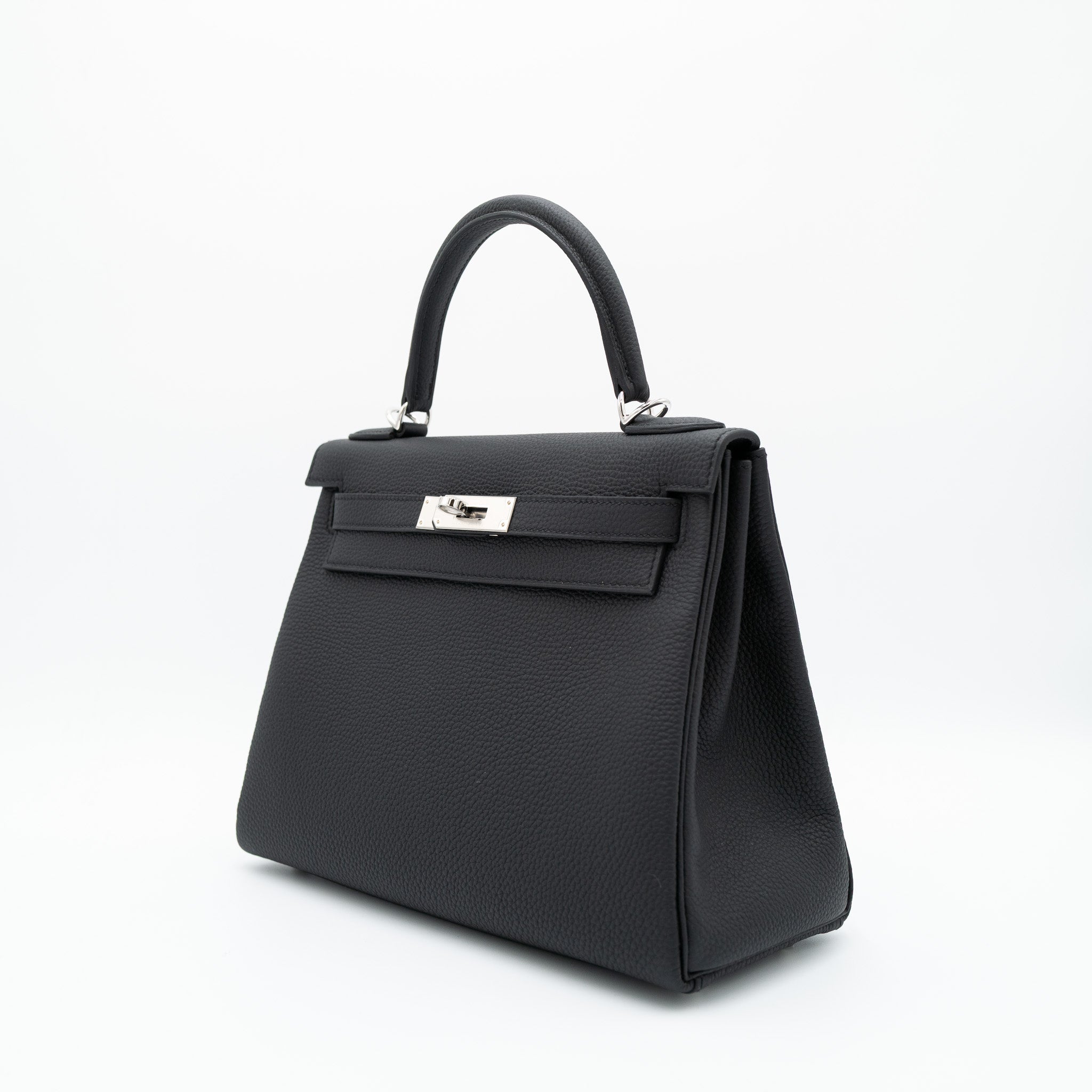 Authentic Hermès Kelly 28 Retourne Black Togo Palladium Hardware