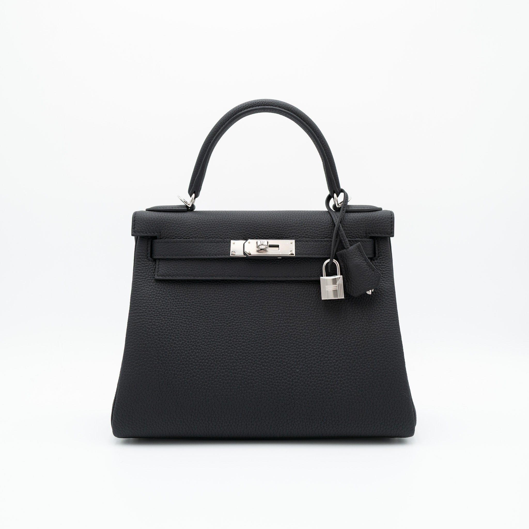 Authentic Hermès Kelly 28 Retourne Black Togo Palladium Hardware