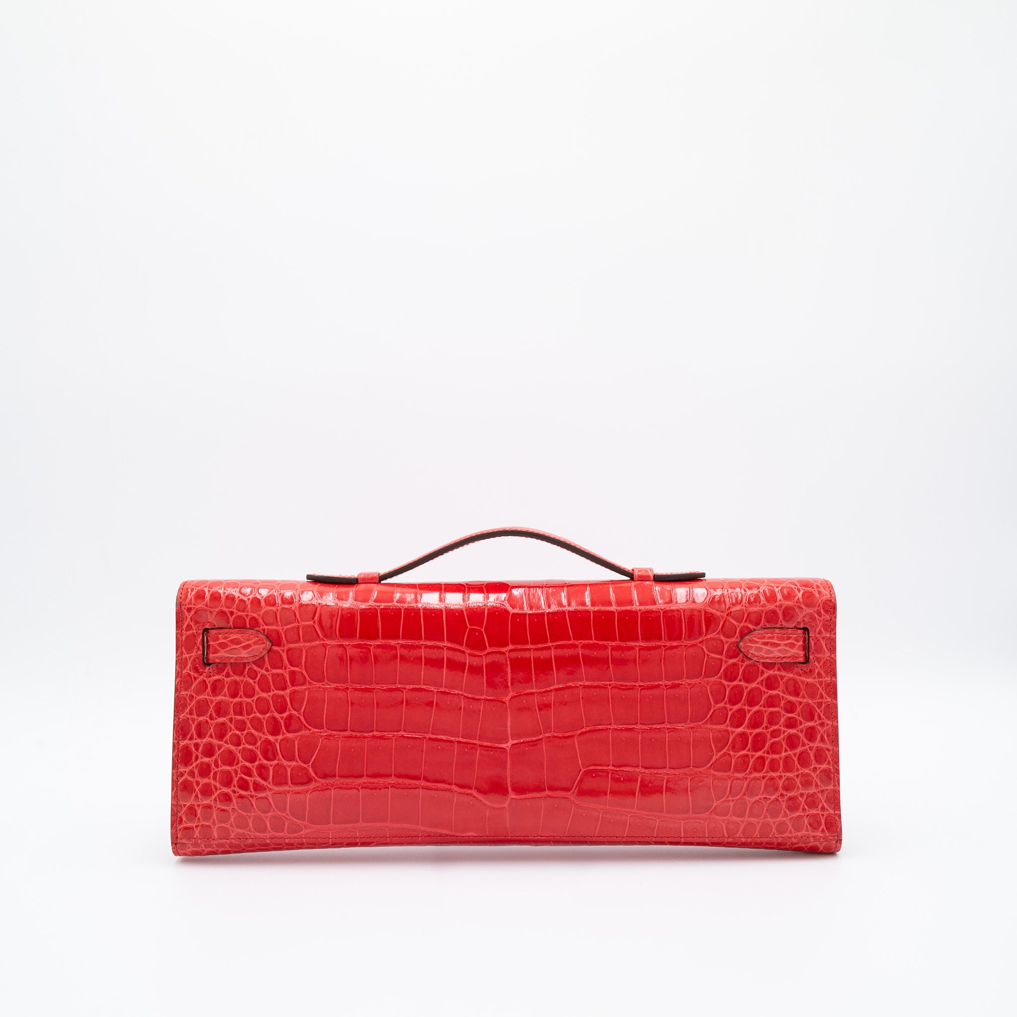 Hermès Kelly Cut Geranium Porosus Crocodile with Gold Hardware