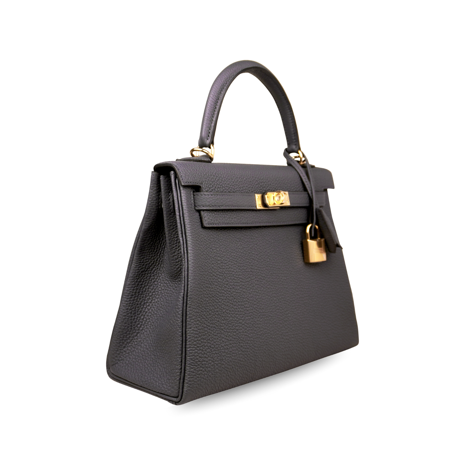 Hermès Kelly 25 Retourne Gris Misty Togo Permabrass