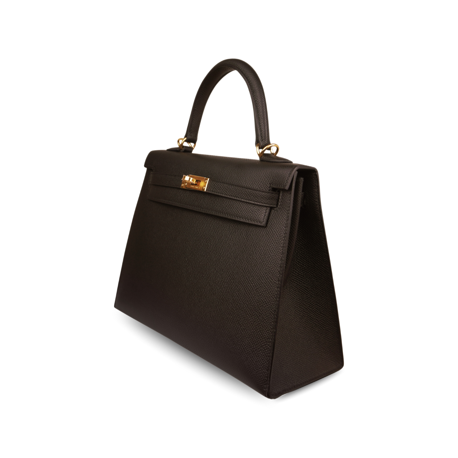 Hermès Kelly 25 Sellier Black Epsom Gold