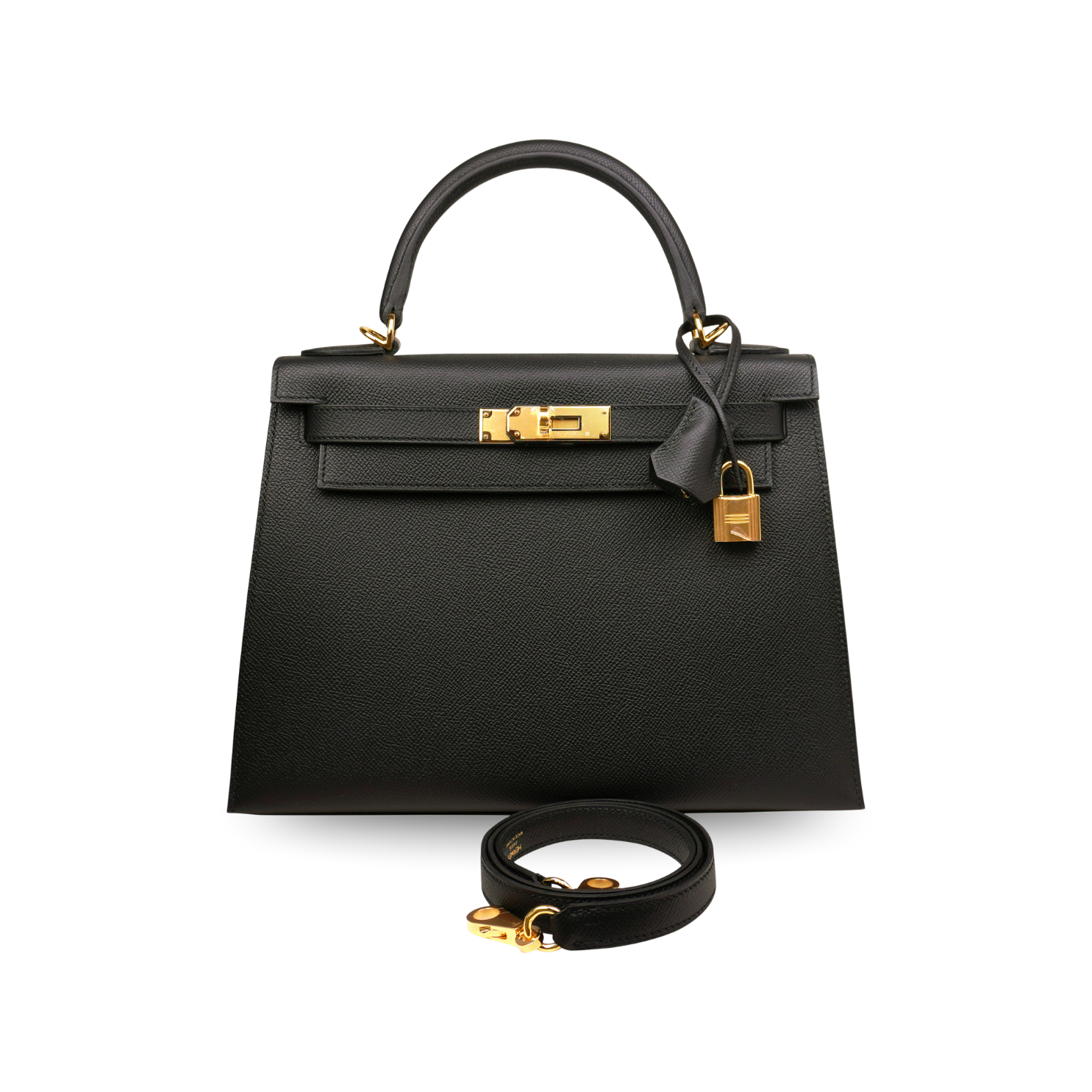 Hermès Kelly 28 Sellier Black Epsom Gold