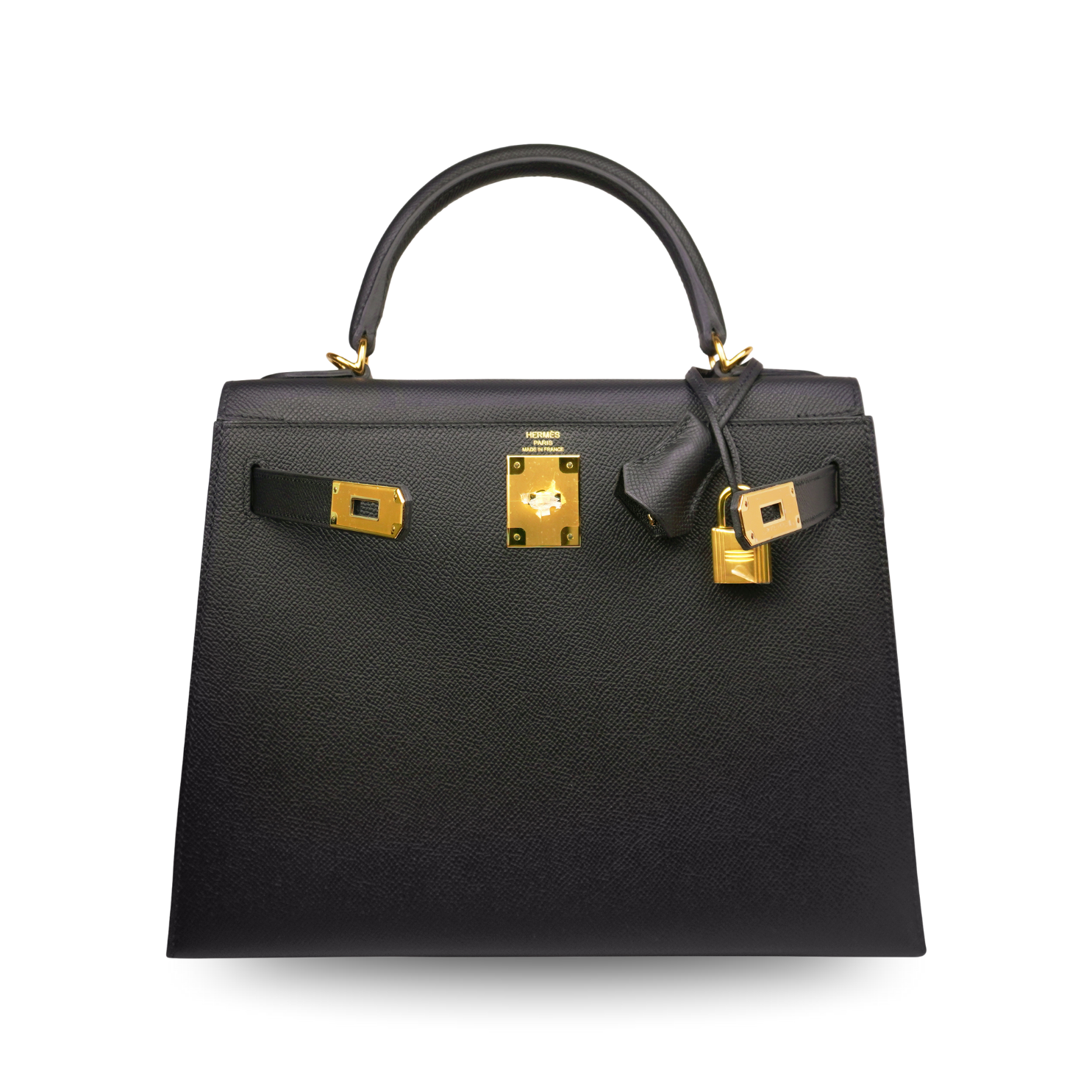 Hermès Kelly 28 Sellier Black Epsom Gold