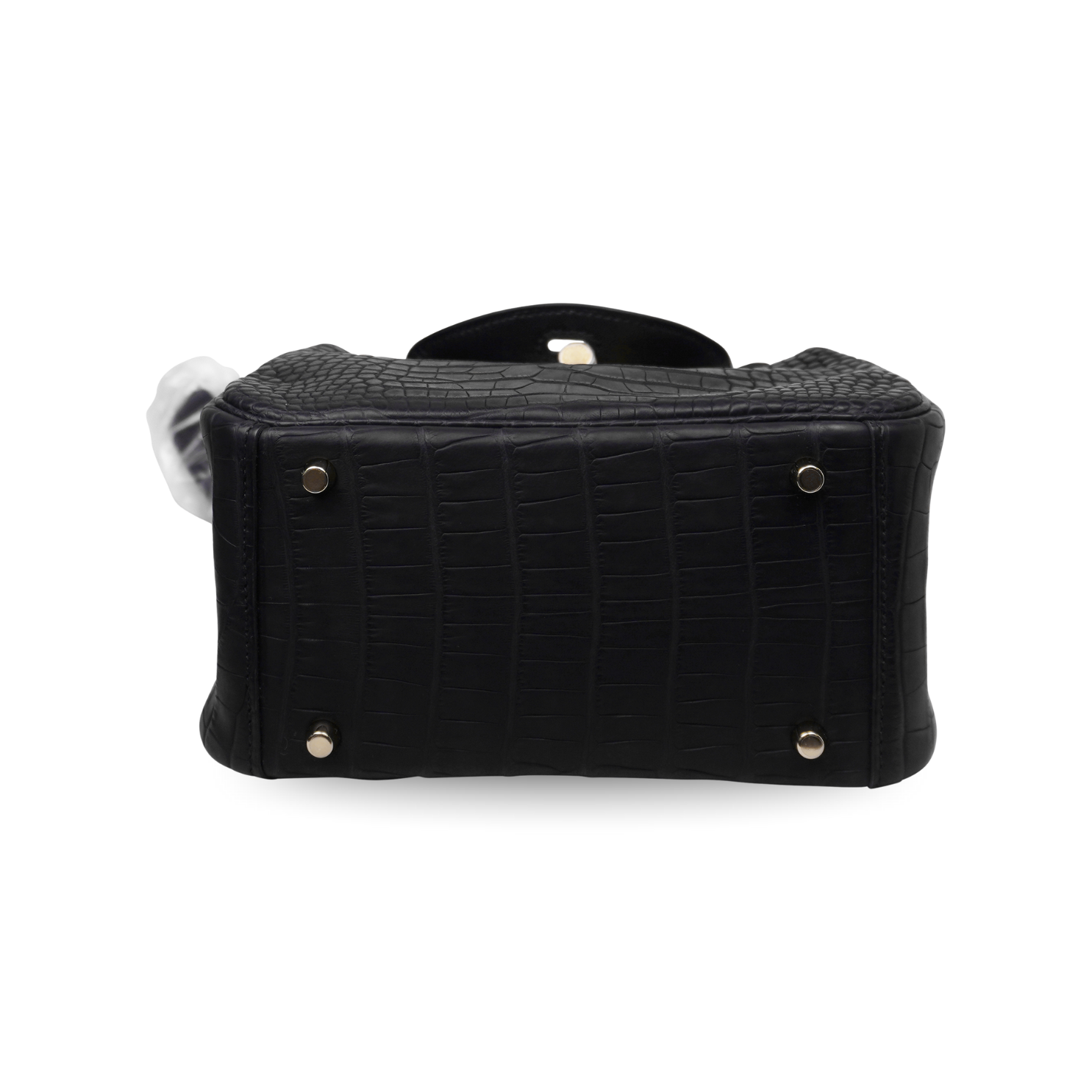 Hermès Mini Lindy Black Alligator Matt Gold