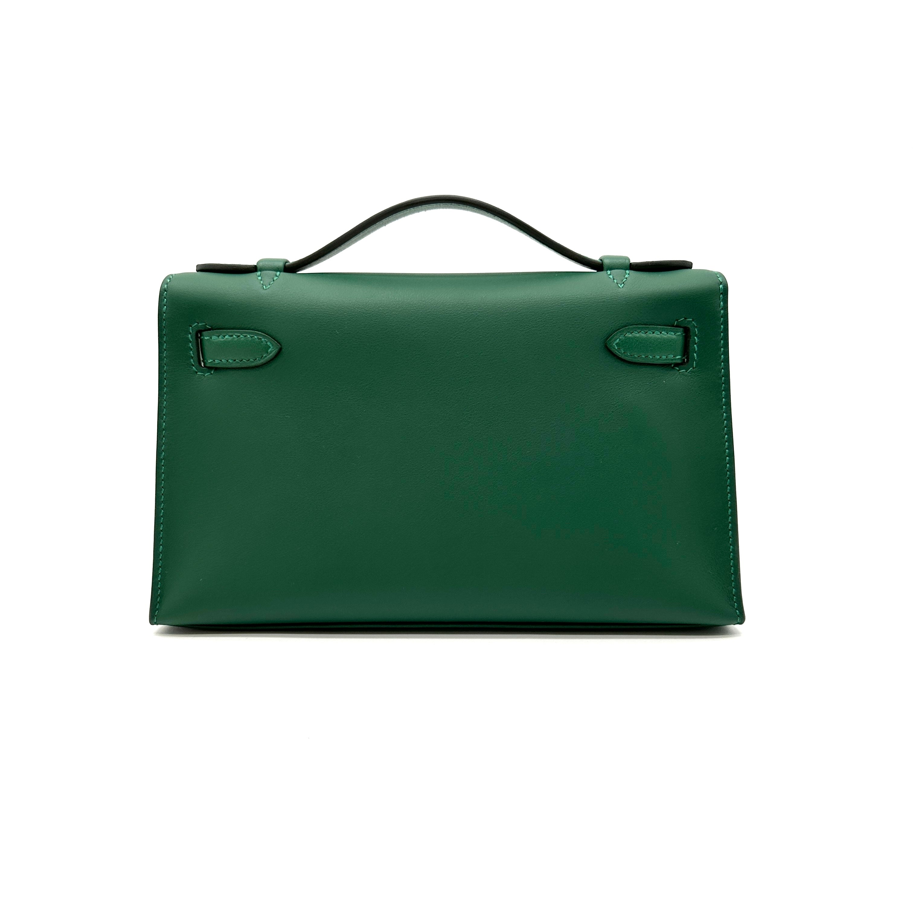 Hermès Kelly Pochette Vert Moyen Swift with Palladium Hardware