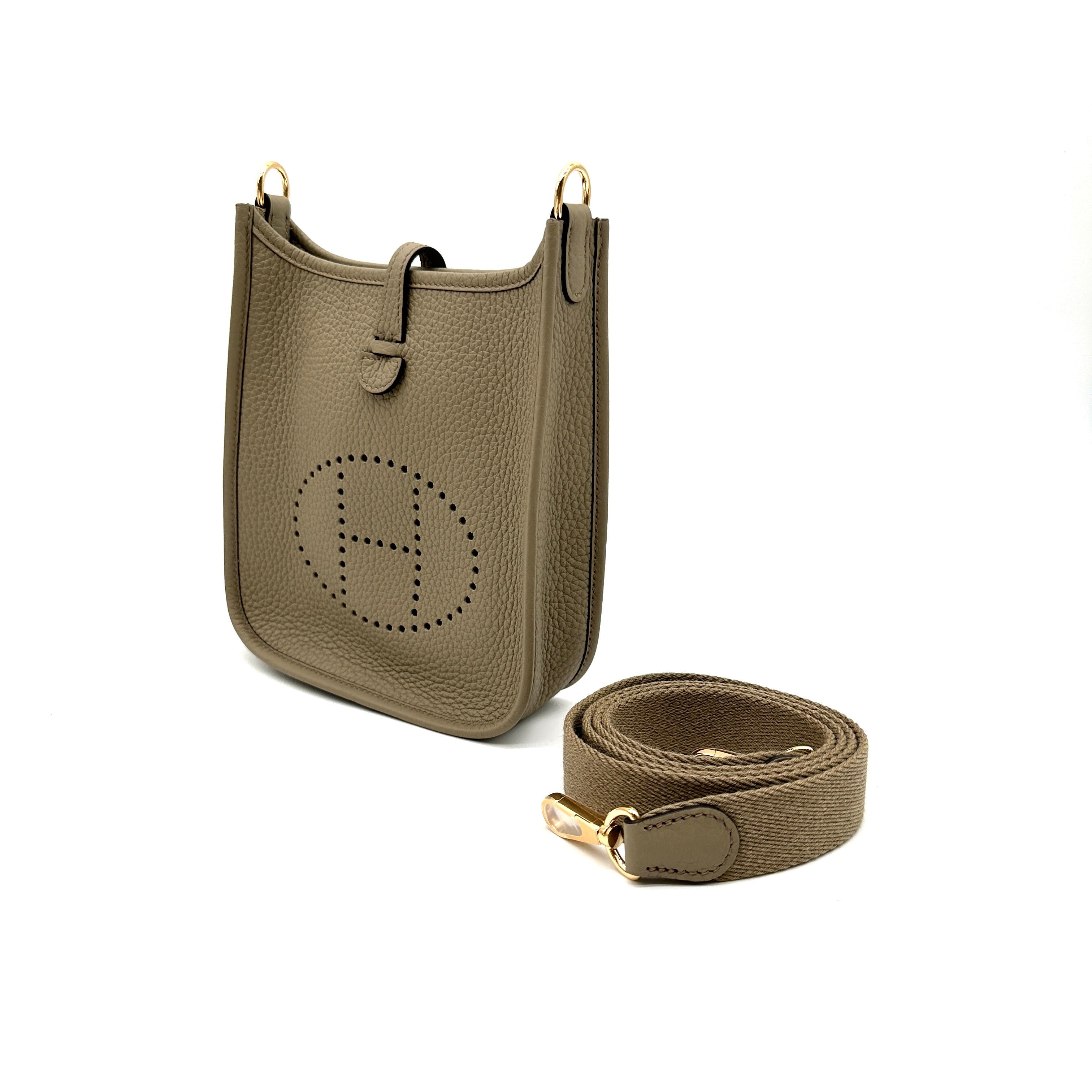 Hermès Mini Evelyne Beige Marfa Clemence with Gold Hardware