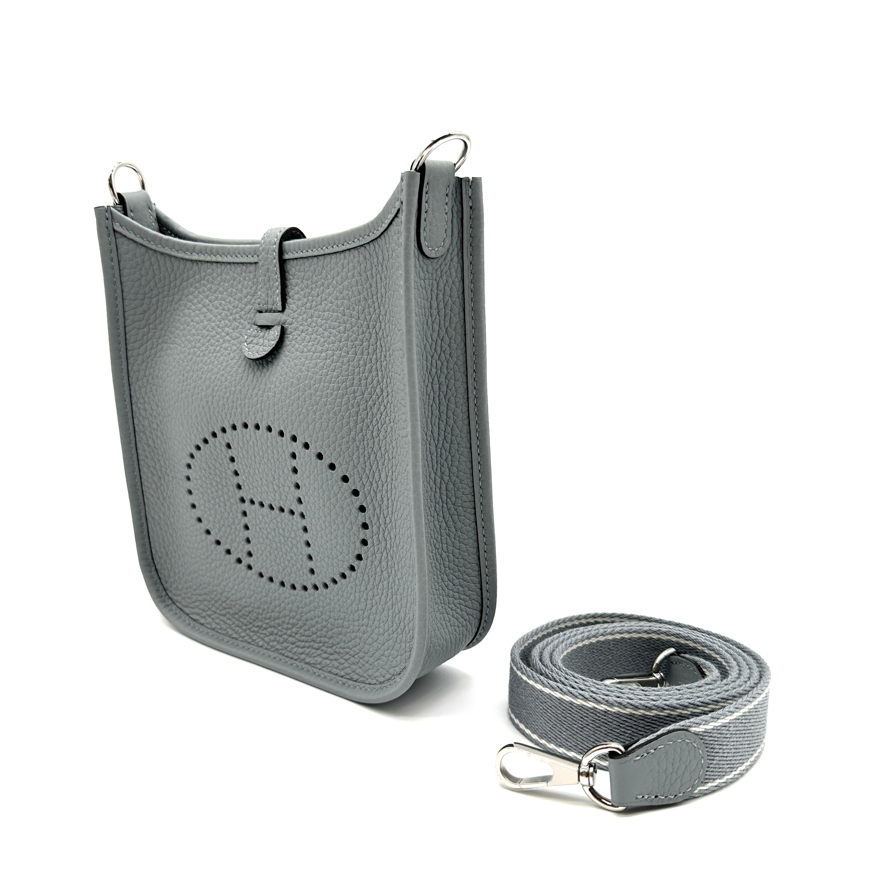 Hermès Mini Evelyne Gris Pantin Clemence with Palladium Hardware
