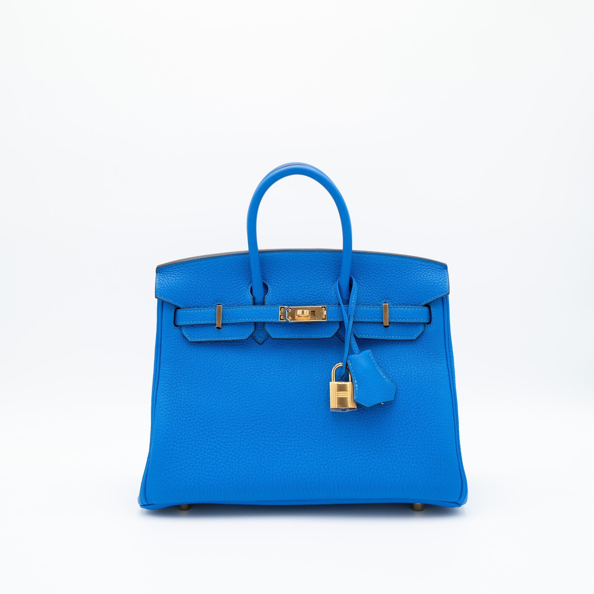 Authentic Hermès Birkin 25 Retourne Bleu Hydra Togo Gold Hardware