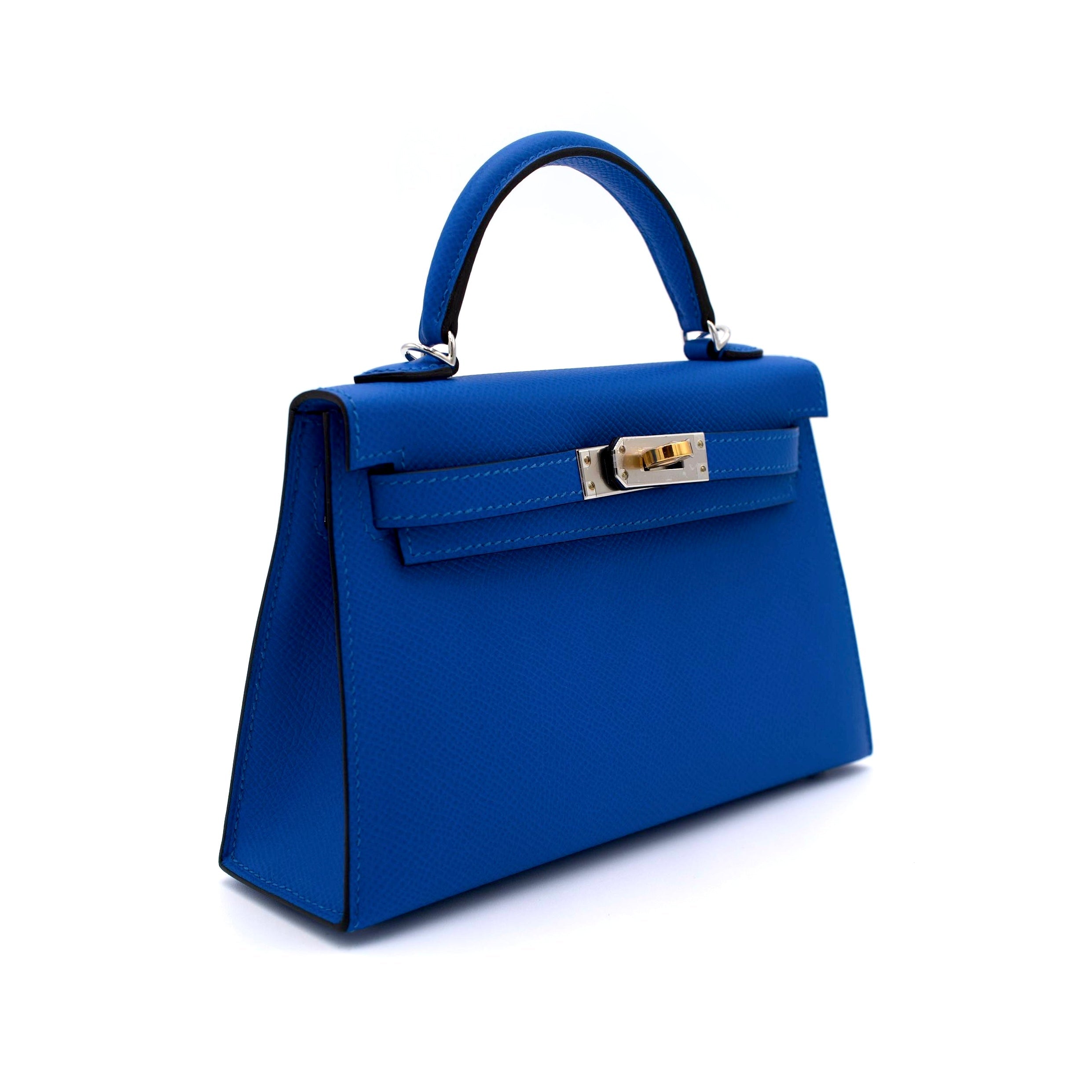Hermès Mini Kelly II 20 Blue Hydra Epsom with Electrum Hardware