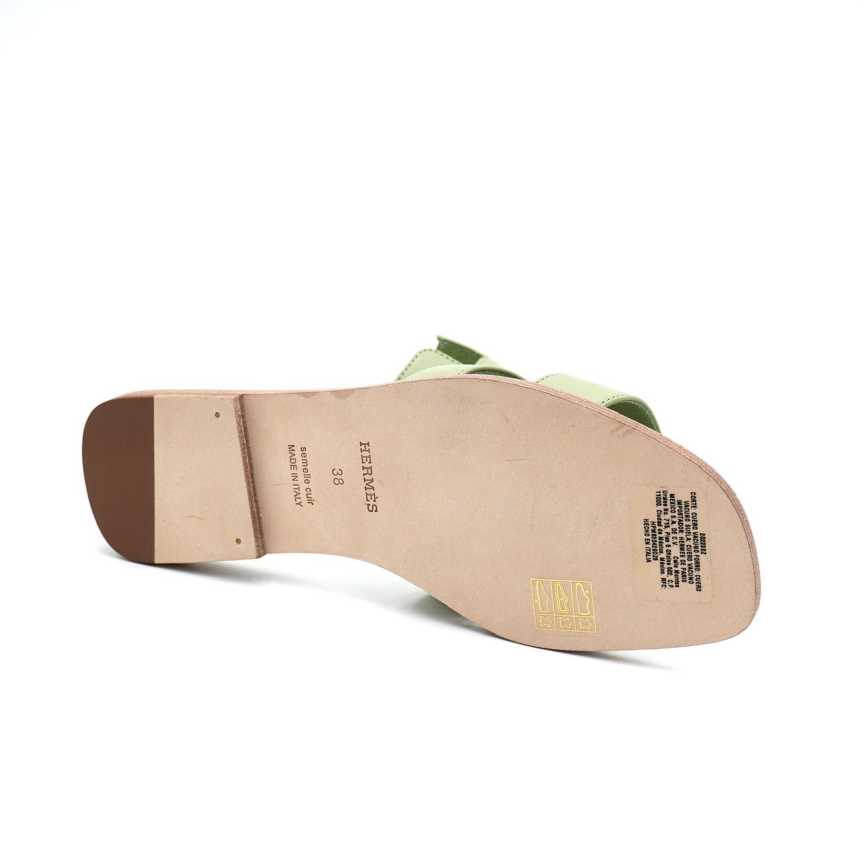 Hermès Oran Sandals Ocean Green Swift Leather