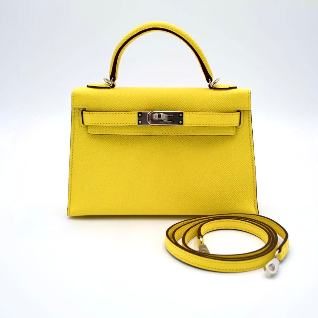 Hermès Mini Kelly II 20 Jaune Citron Epsom with Palladium Hardware