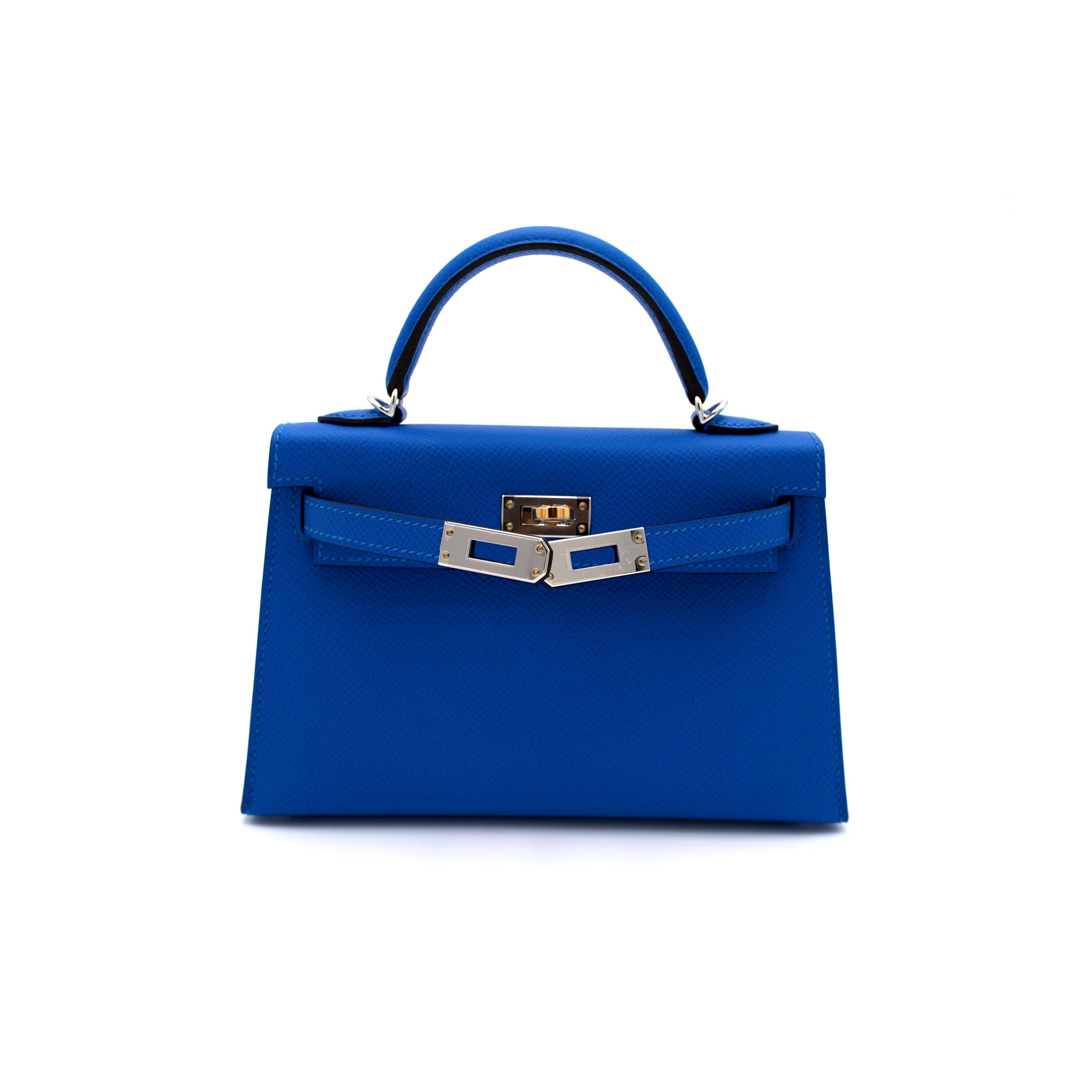 Hermès Mini Kelly II 20 Blue Hydra Epsom with Electrum Hardware