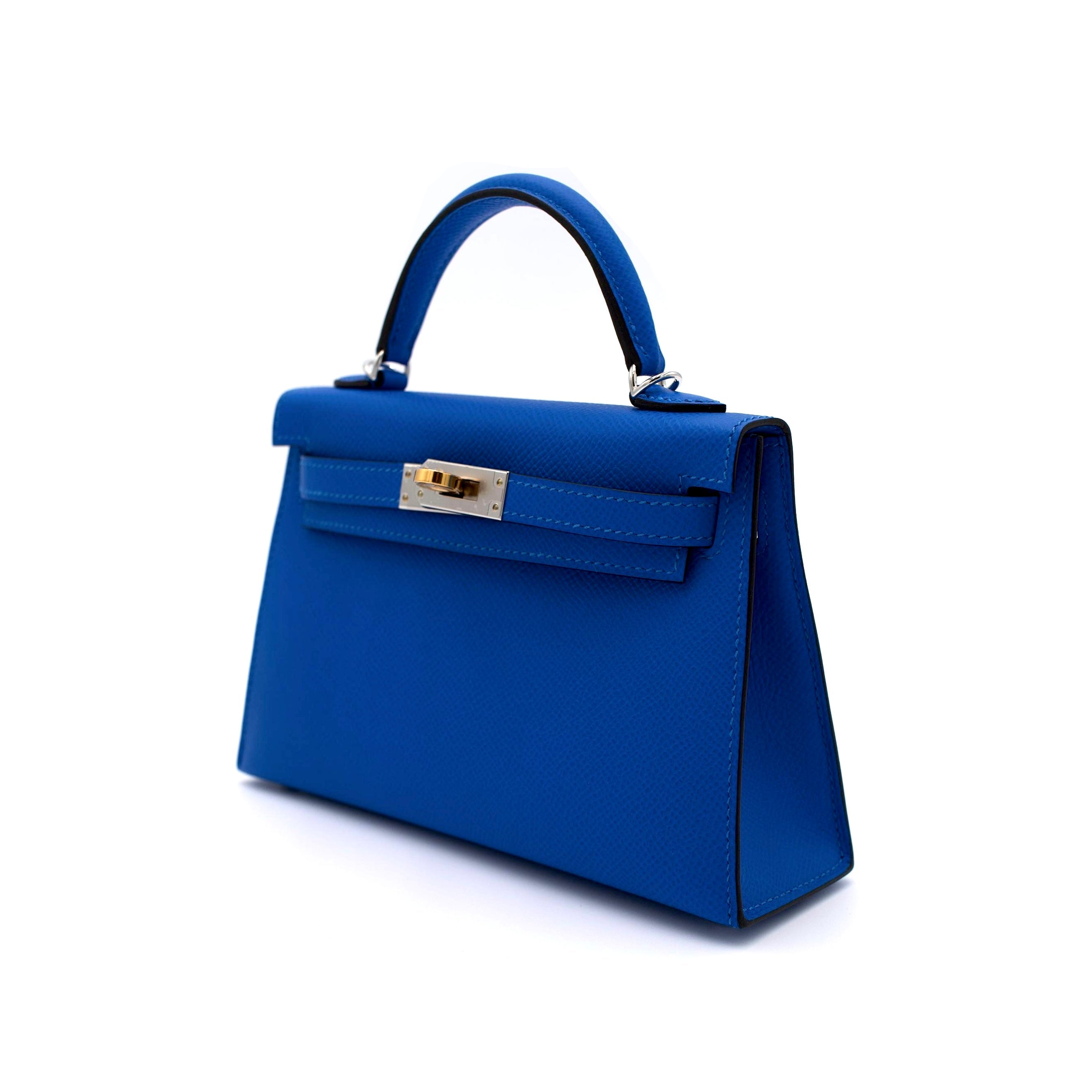Hermès Mini Kelly II 20 Blue Hydra Epsom with Electrum Hardware