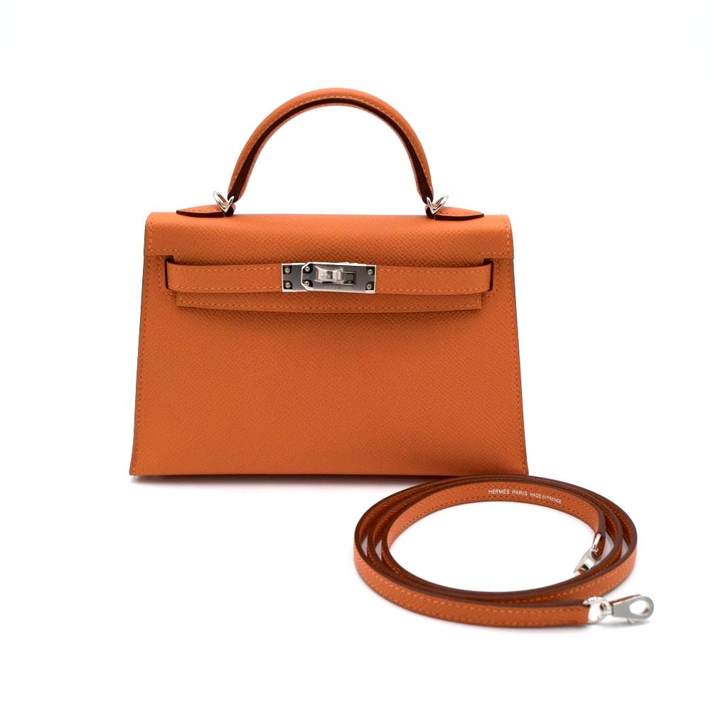 Hermès Mini Kelly II 20 Orange Epsom with Palladium Hardware
