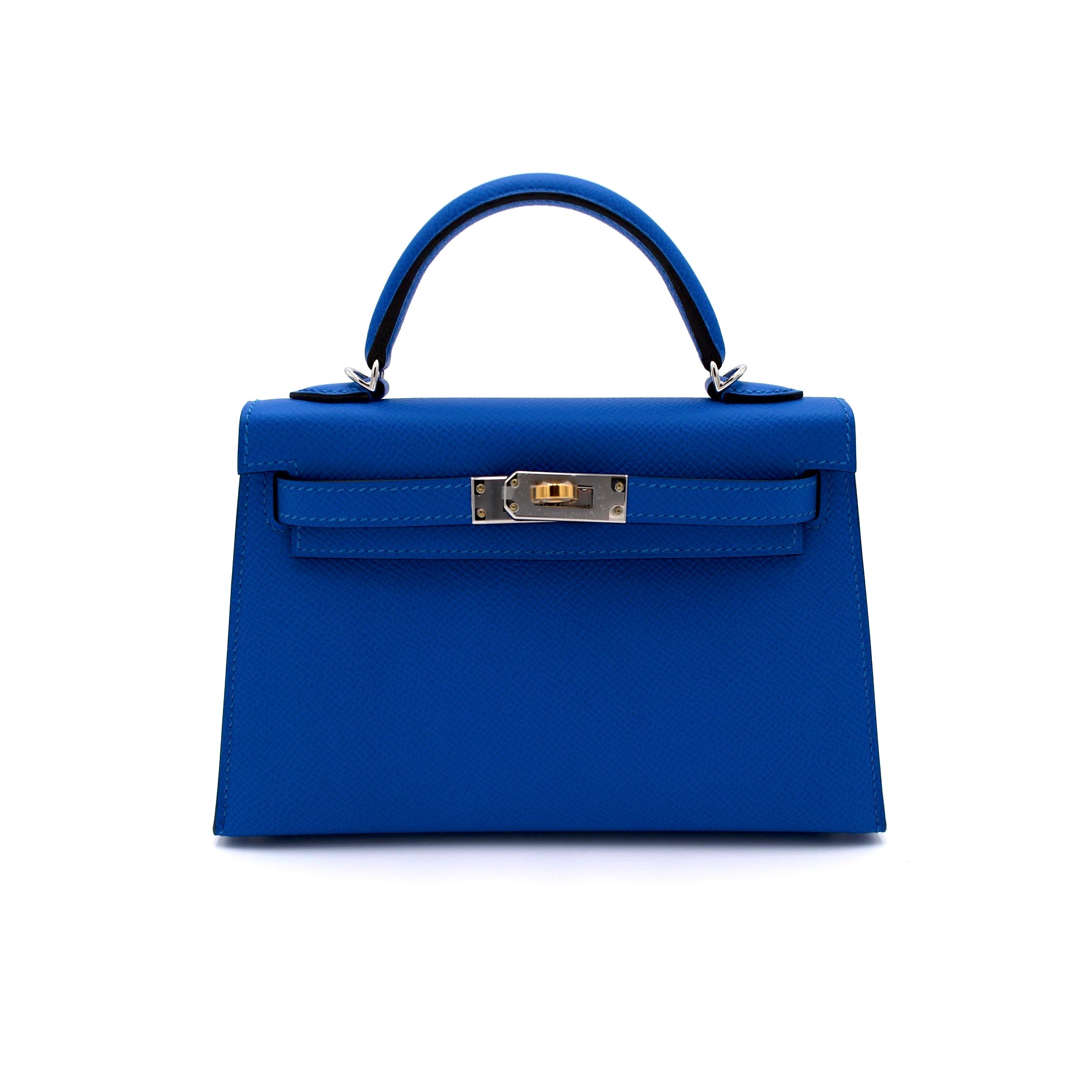 Hermès Mini Kelly II 20 Blue Hydra Epsom with Electrum Hardware