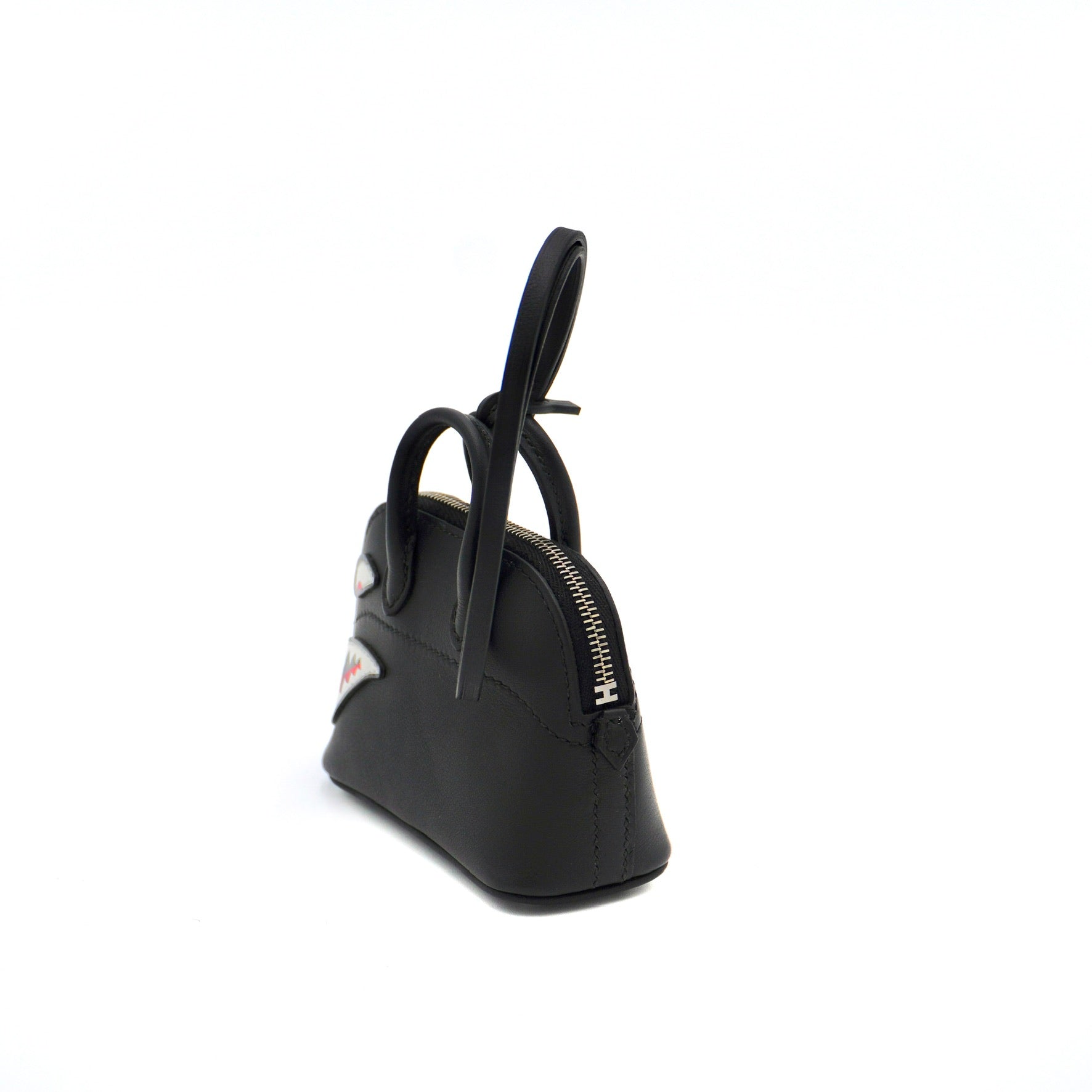 Hermès Bolide Shark Charm Black Swift with Palladium Hardware
