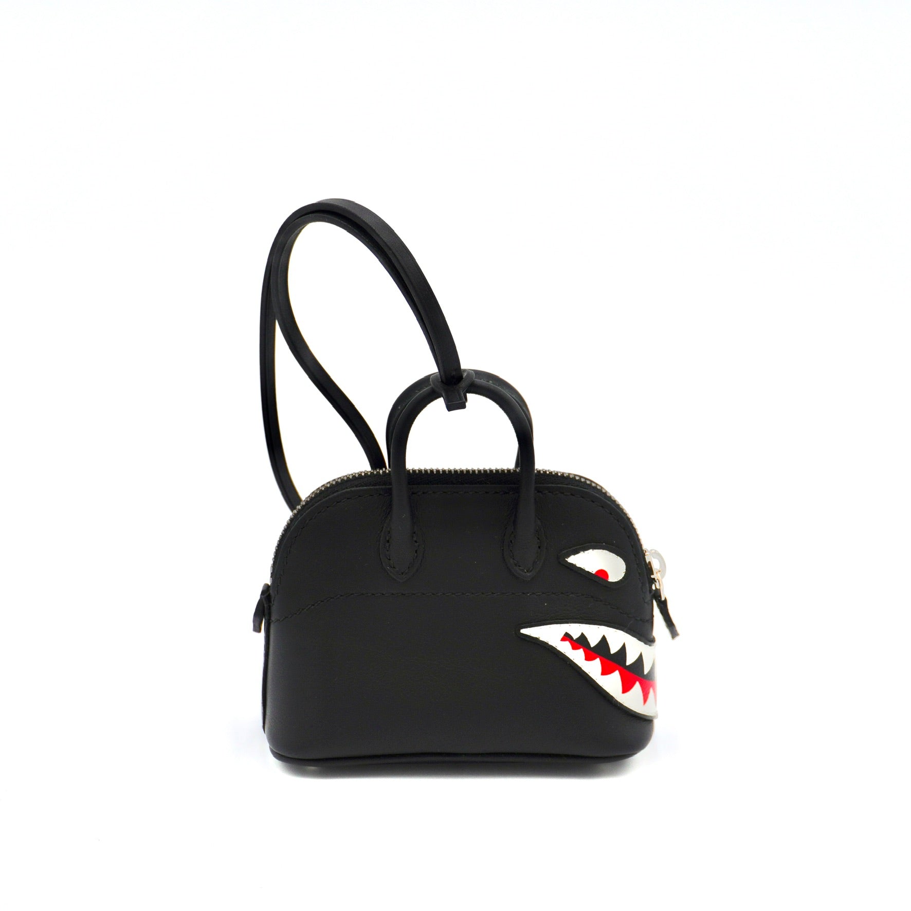 Hermès Bolide Shark Charm Black Swift with Palladium Hardware