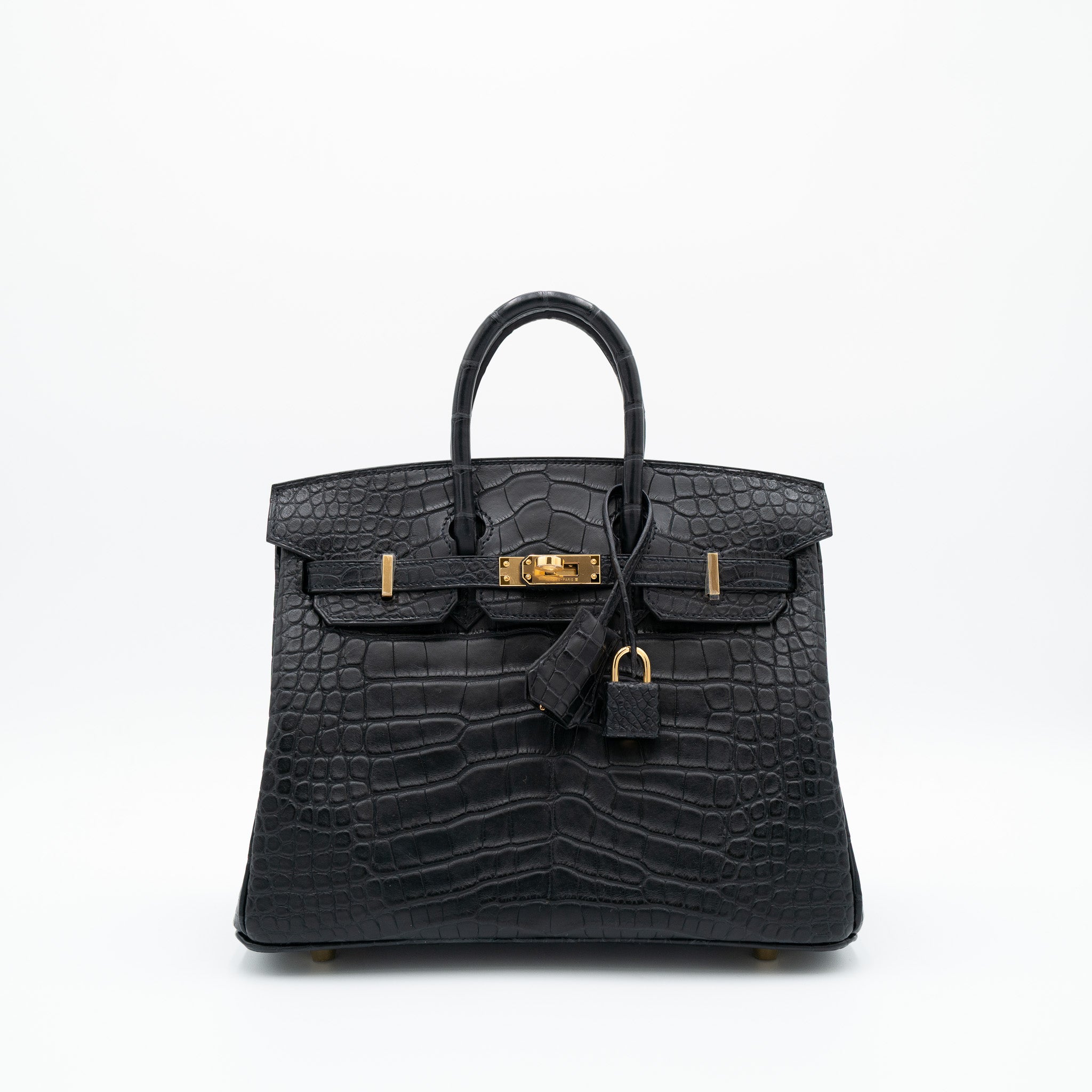 Hermès Birkin 25 Matte Black Alligator with Gold Hardware