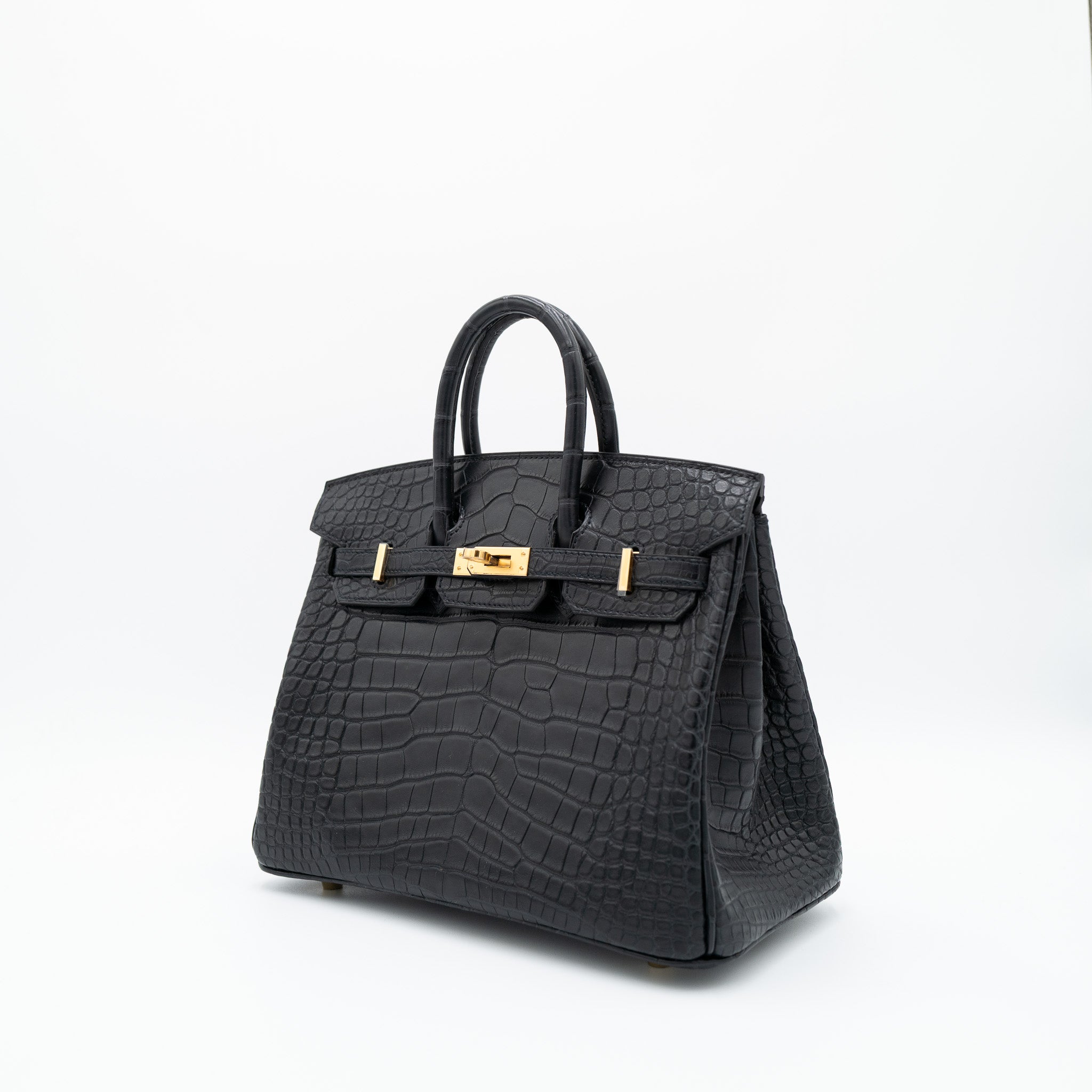 Hermès Birkin 25 Matte Black Alligator with Gold Hardware