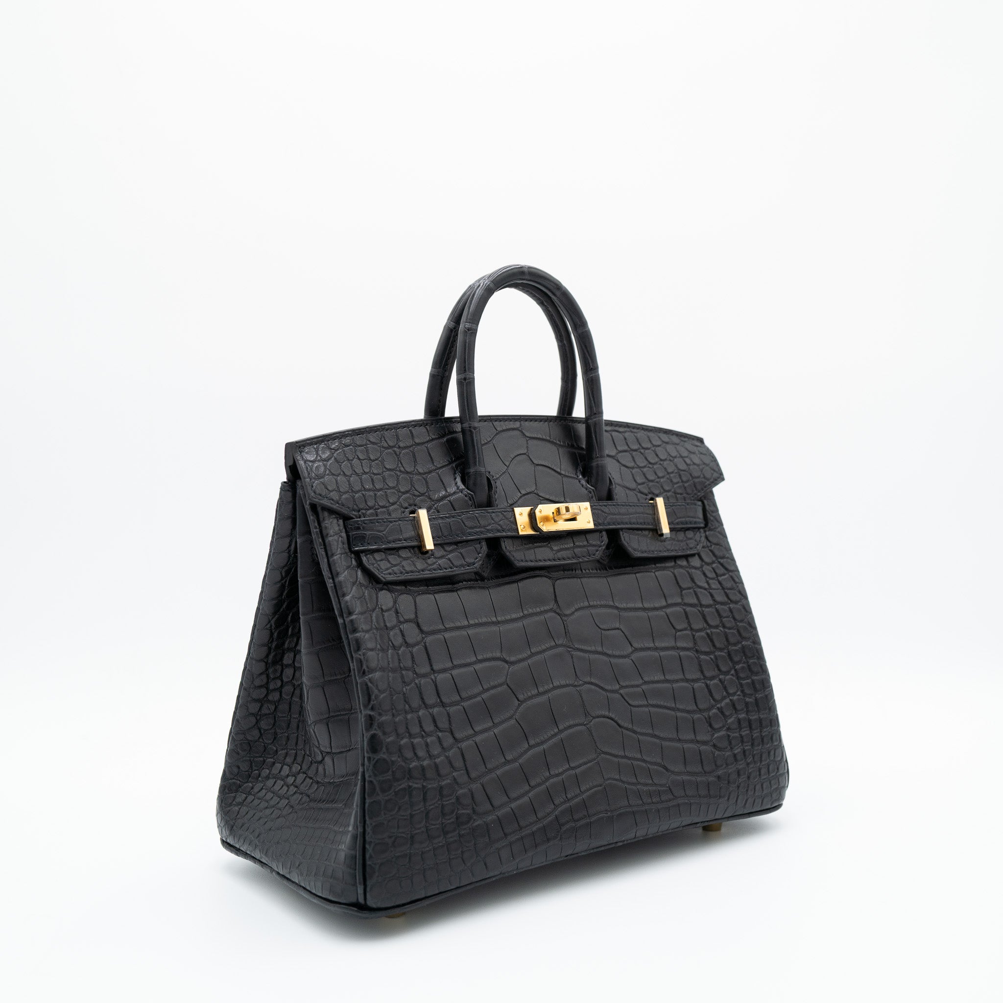 Hermès Birkin 25 Matte Black Alligator with Gold Hardware