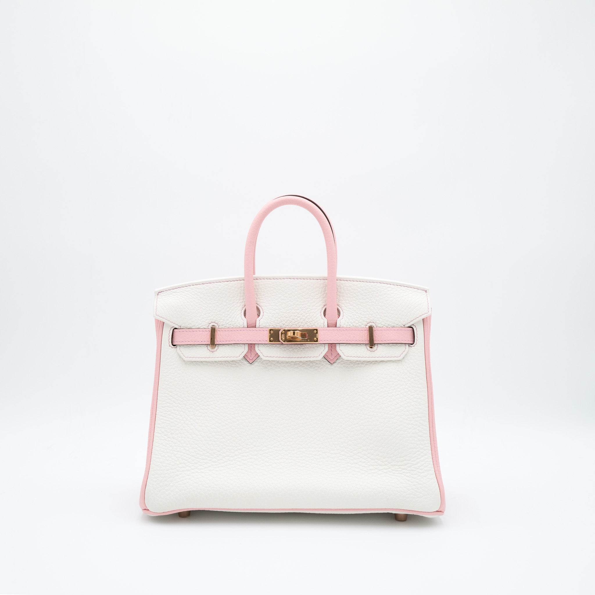 Hermès Birkin 25 Retourne HSS in White and Rose Sakura with Rose Gold Hardware