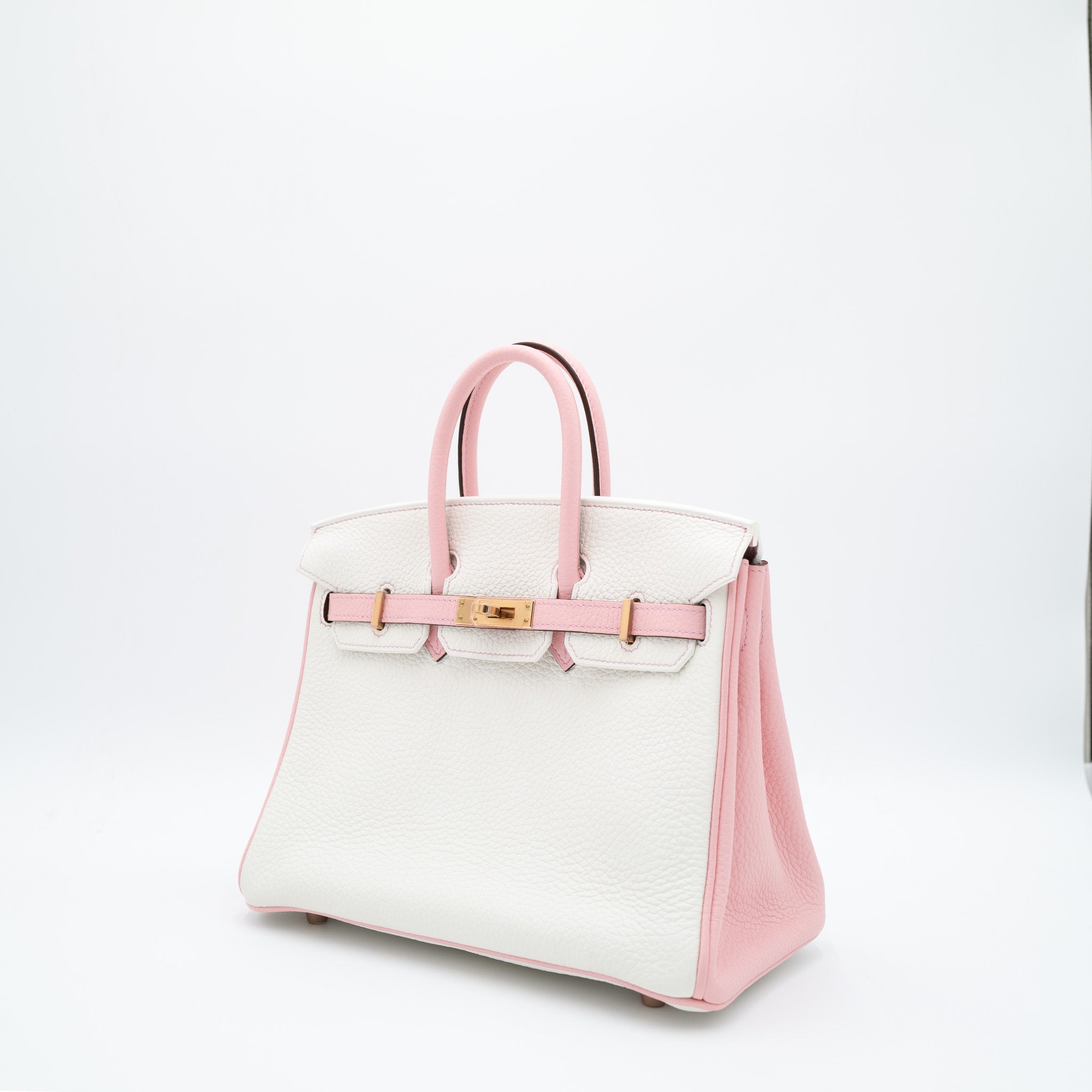 Hermès Birkin 25 Retourne HSS in White and Rose Sakura with Rose Gold Hardware