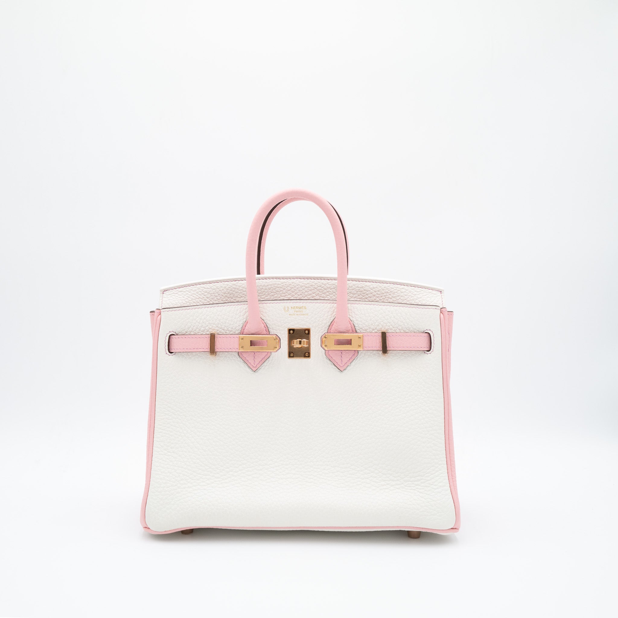 Hermès Birkin 25 Retourne HSS in White and Rose Sakura with Rose Gold Hardware