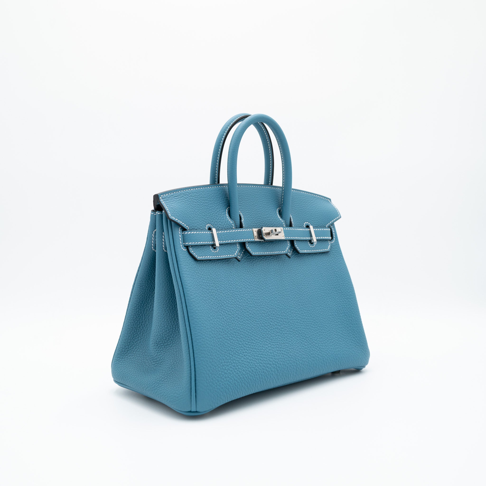Authentic Hermès Birkin 25 Retourne Bleu Jean Togo Palladium Hardware