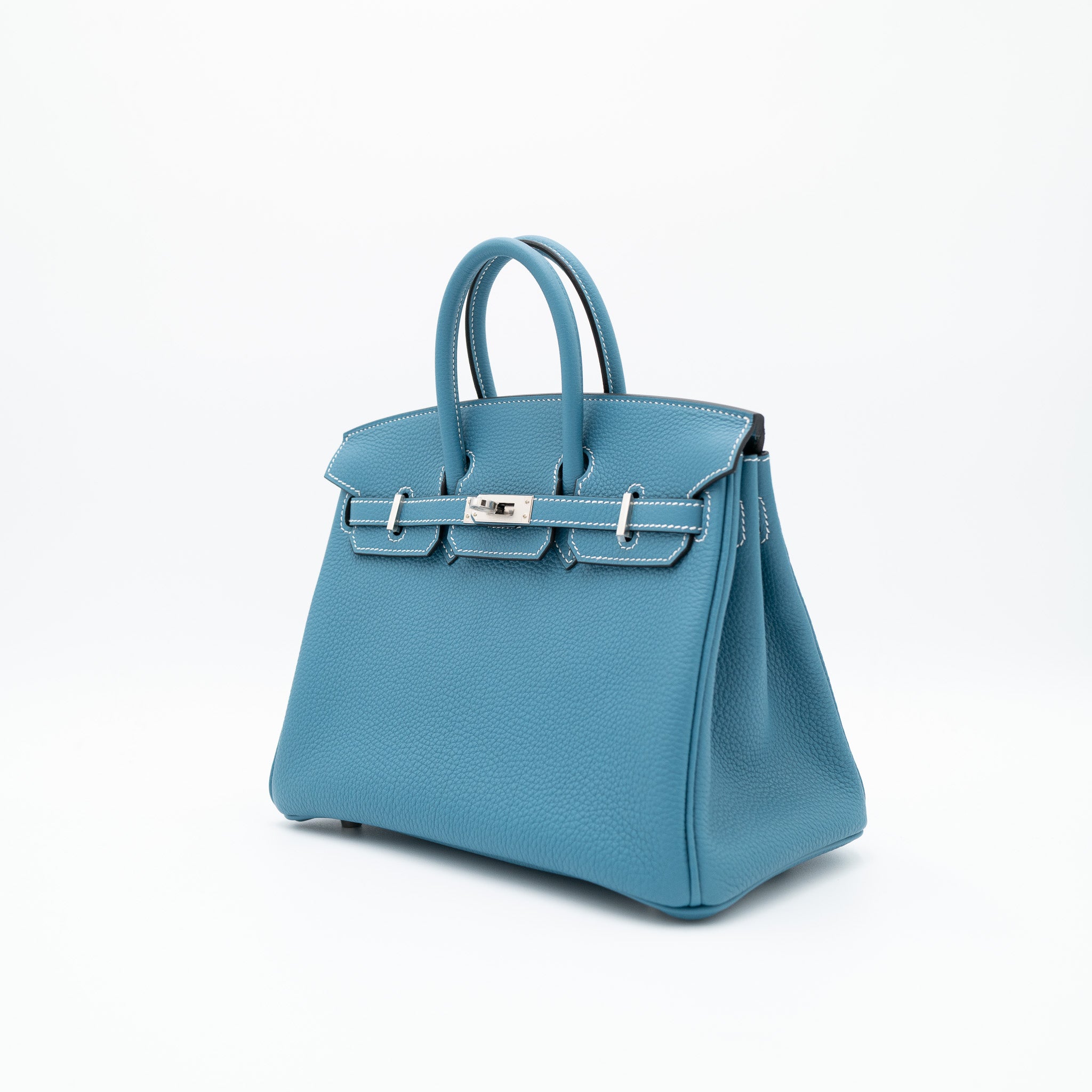 Authentic Hermès Birkin 25 Retourne Bleu Jean Togo Palladium Hardware